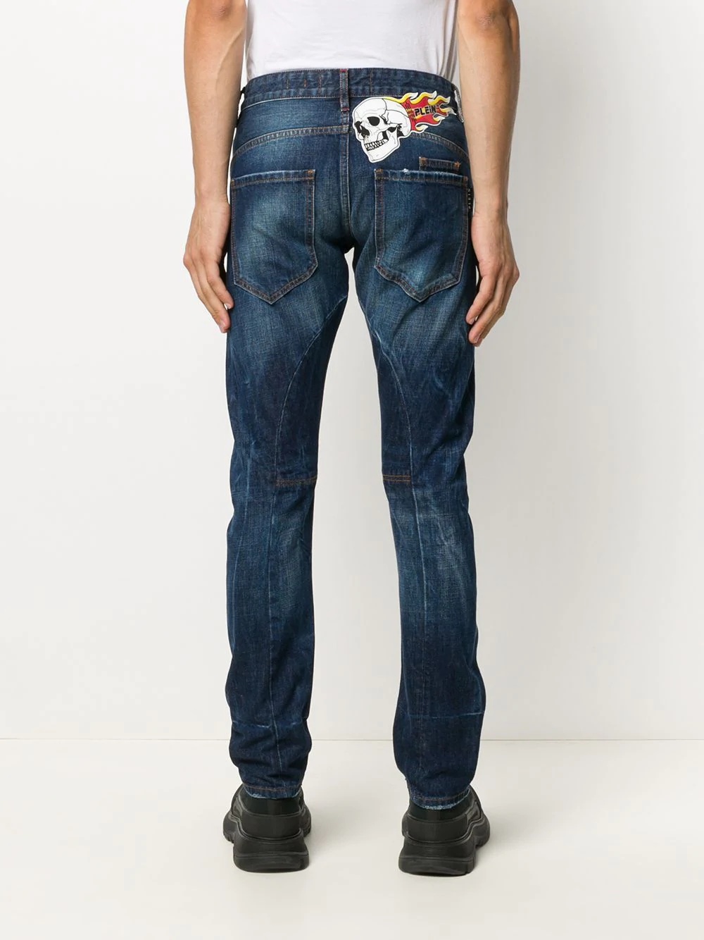 skull-patch skinny-fit jeans - 4