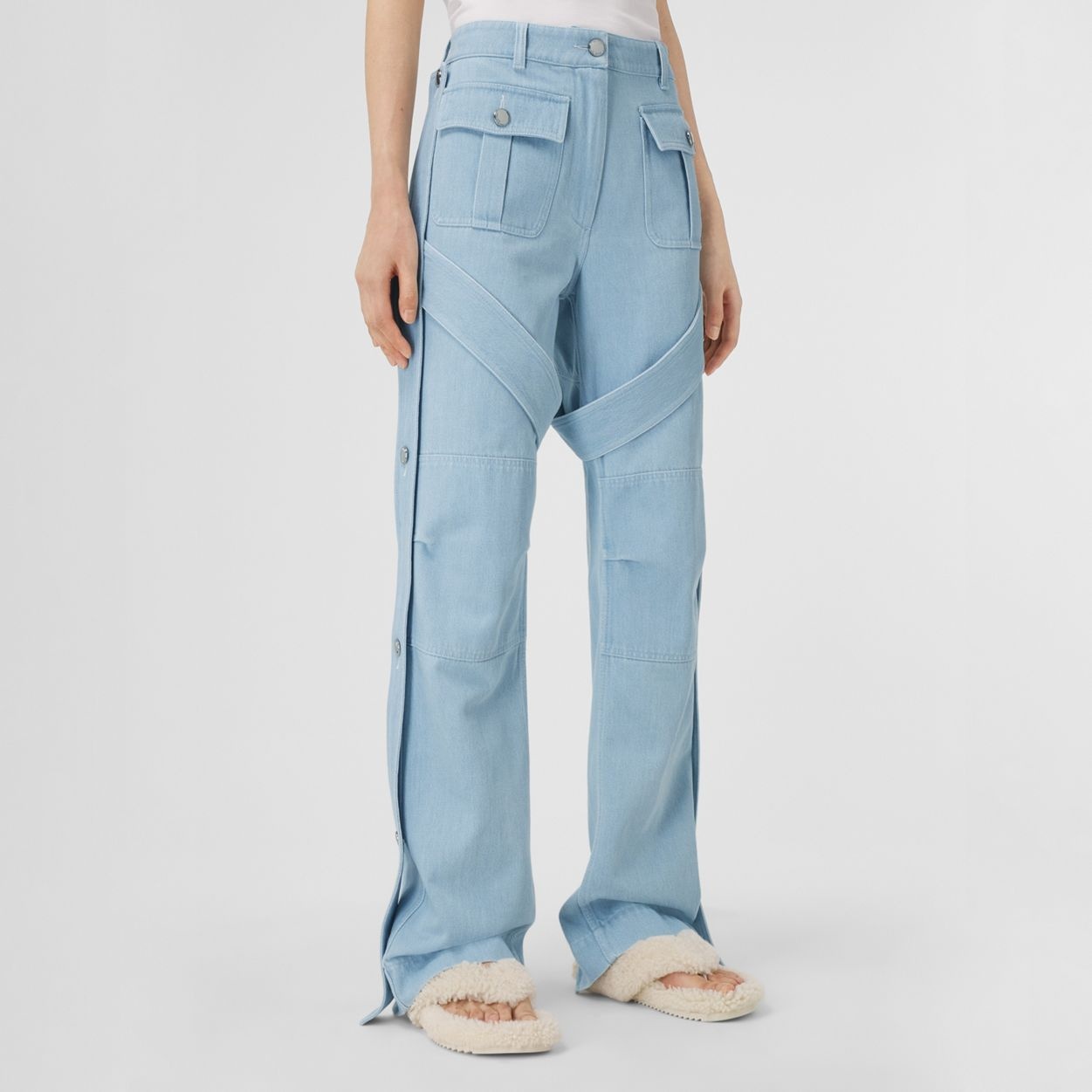 Detachable Strap Detail Denim Cargo Trousers - 6