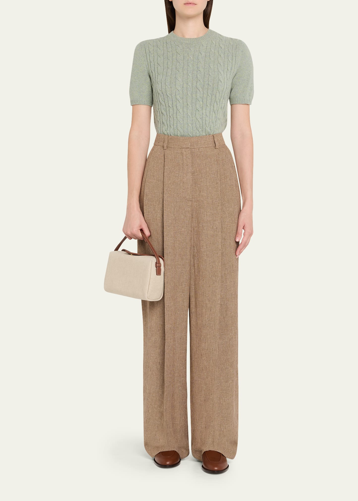 Treccia Cashmere Short-Sleeve Sweater - 2