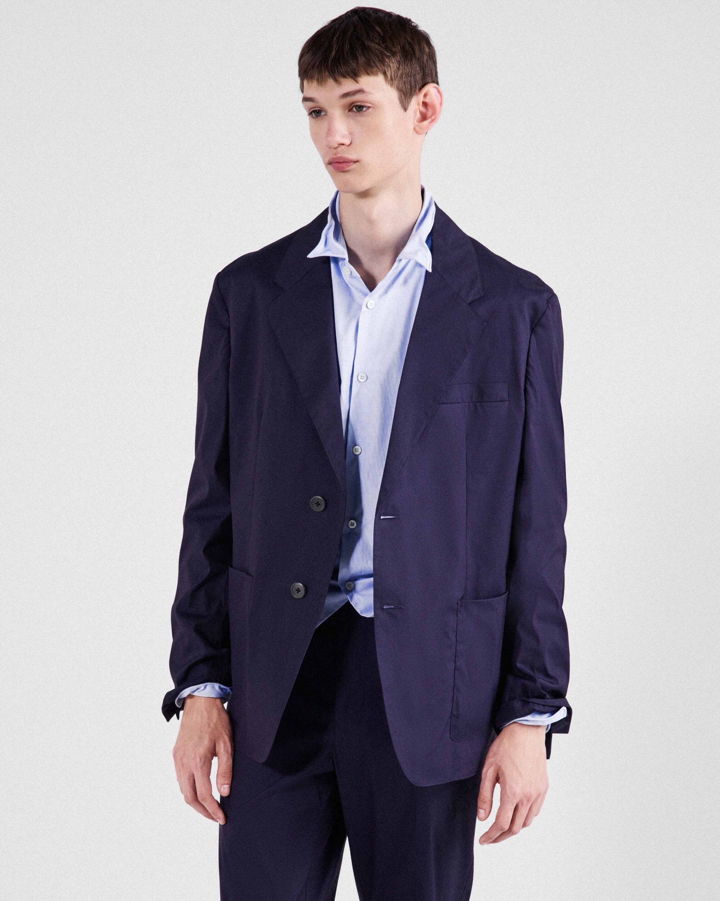 Single-breasted cotton blend jacket - 4
