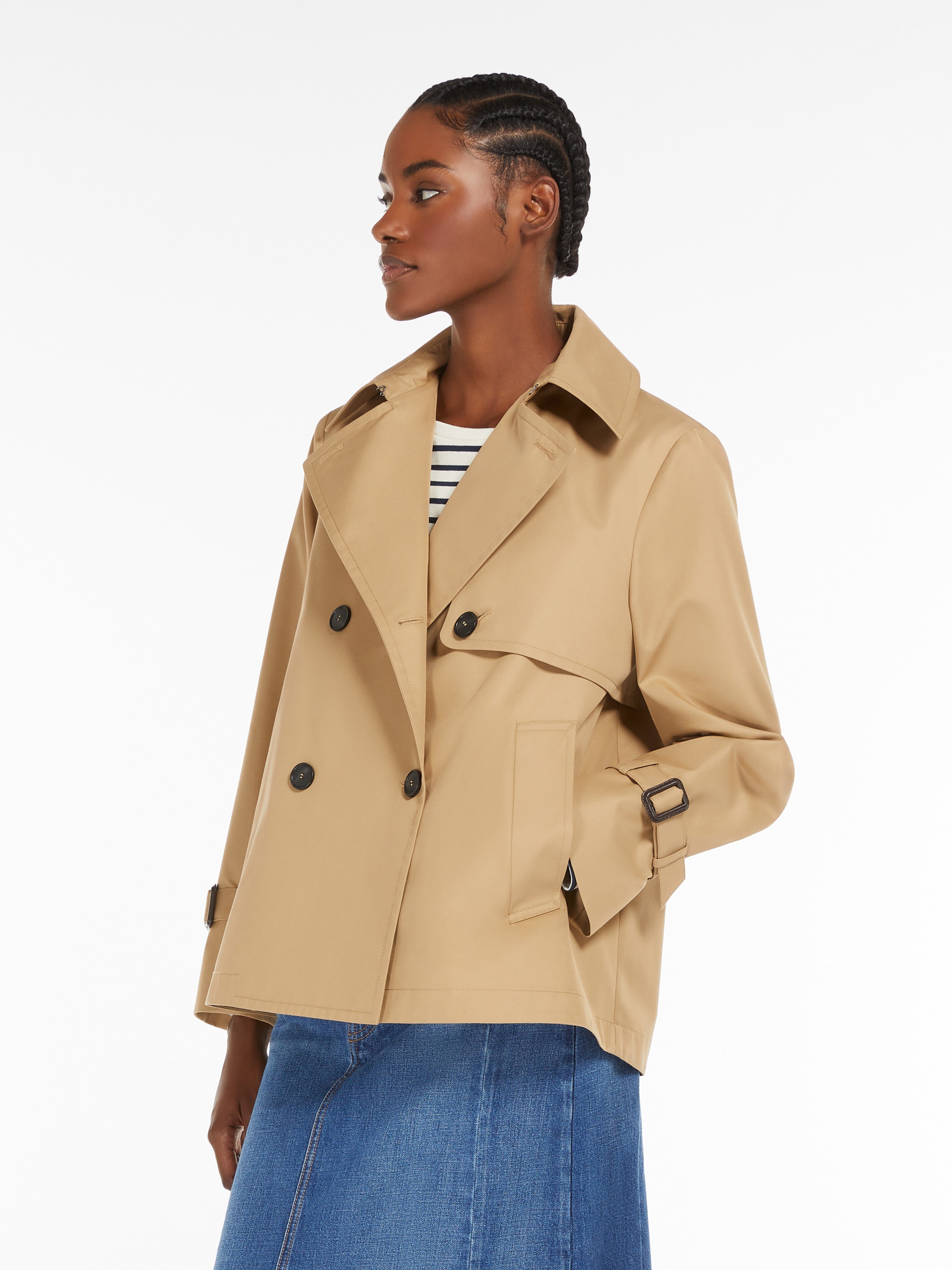 BIGLIA Water-repellent gabardine short trench coat - 5