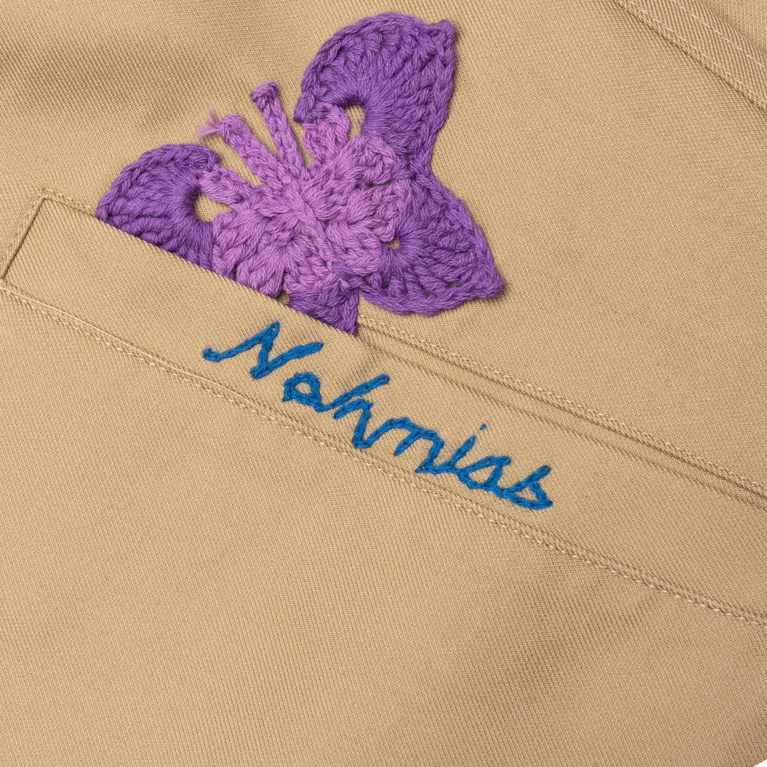 CROCHET PATCH WORKER JACKET - SAND - 3