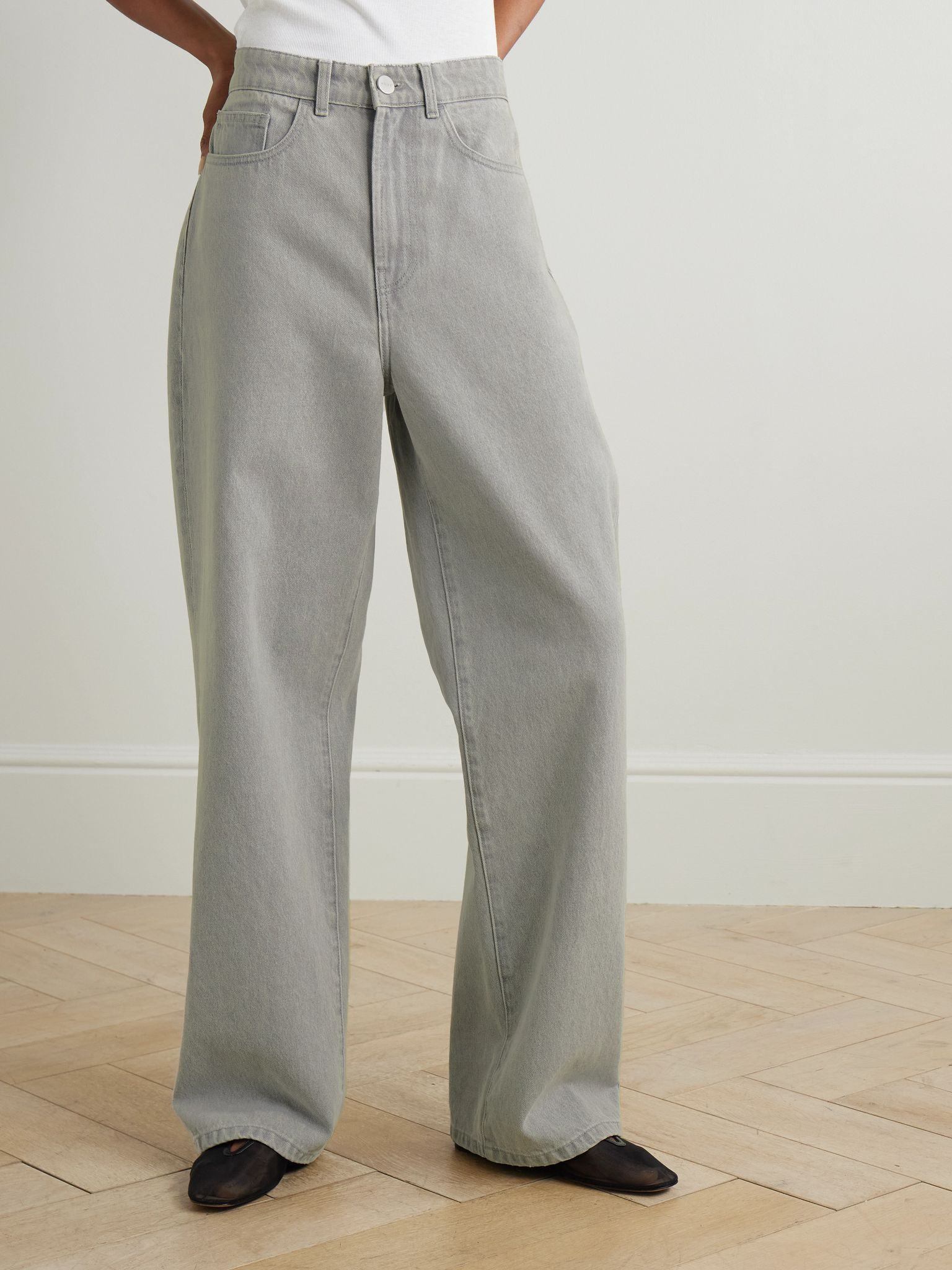 High-rise wide-leg jeans Light gray - 3