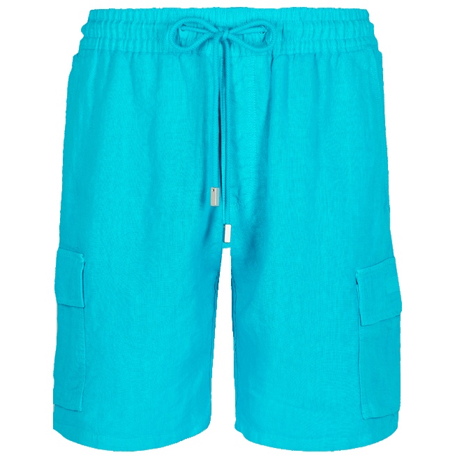 Men Linen Bermuda Shorts cargo pockets - 1