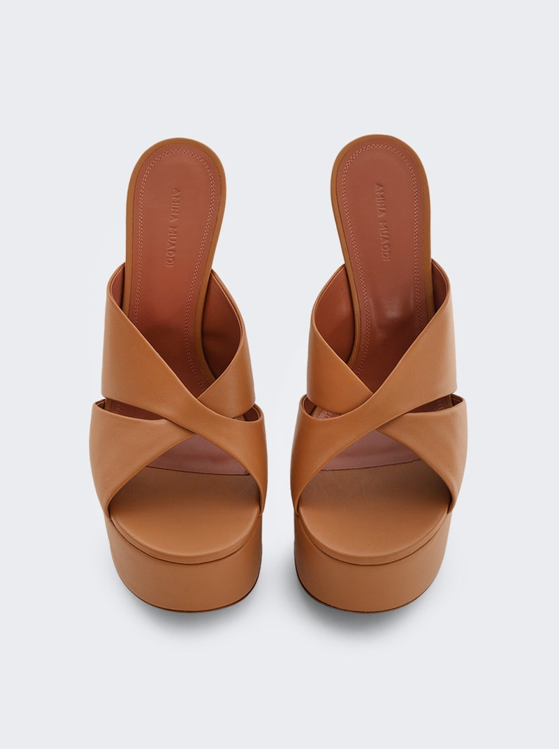 Salma Plateau Slipper Sandal Latte Leather 5