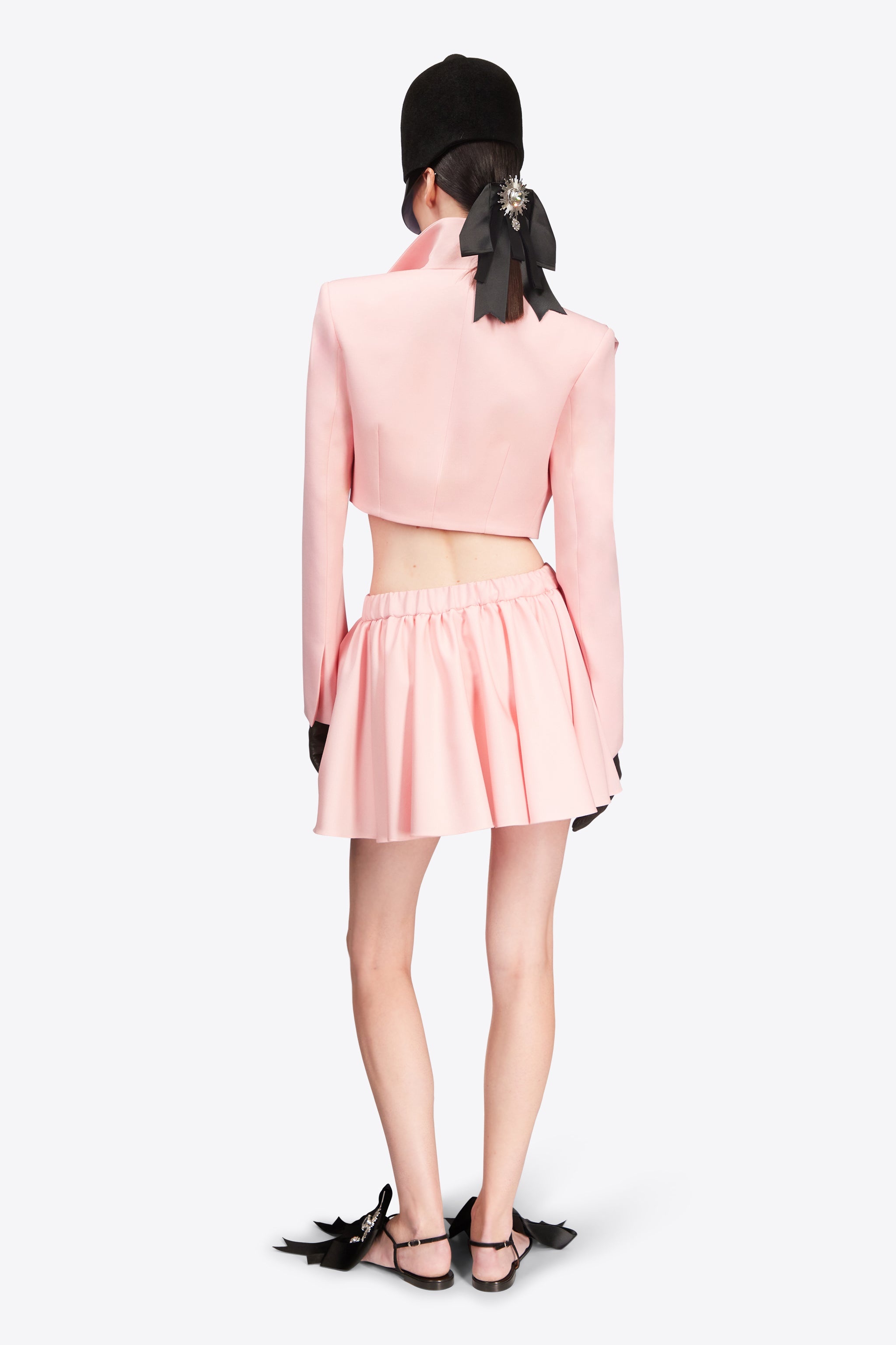 CRYSTAL EMBELLISHED BOW CROPPED JACKET - 5
