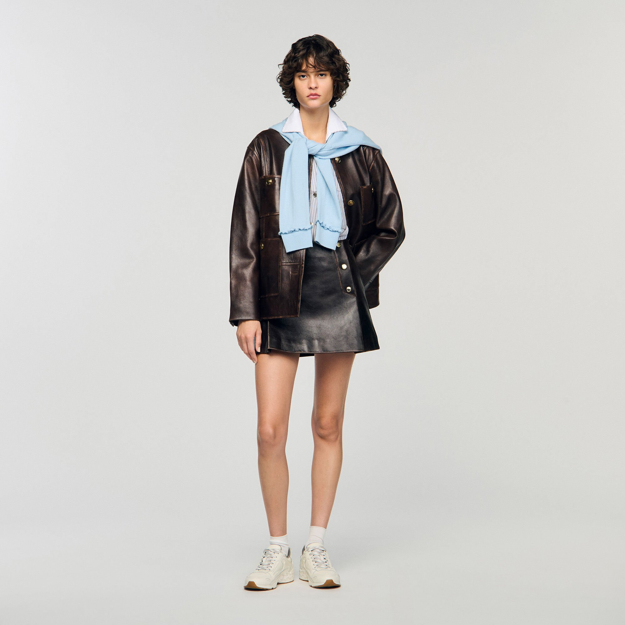 MINI AGED LEATHER SKIRT - 6