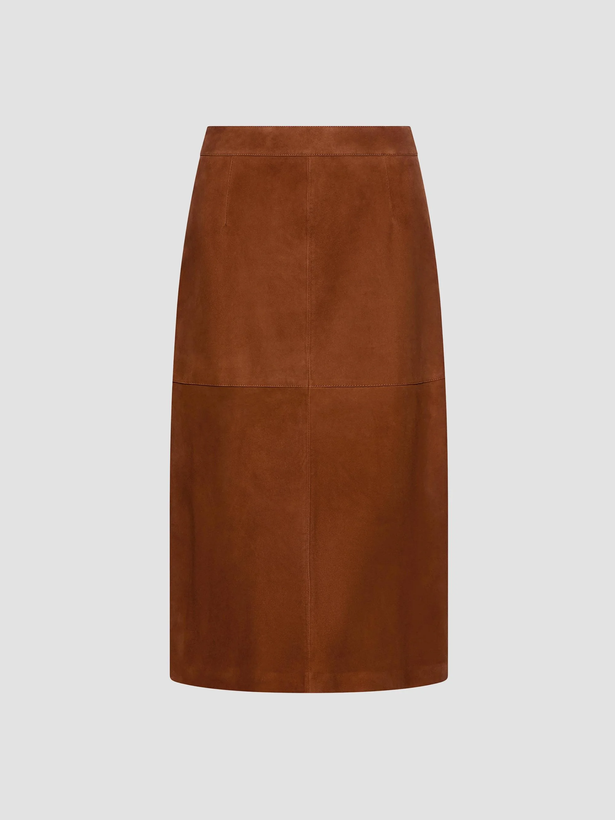 Women's Suede Pencil Skirt - Cognac - 1