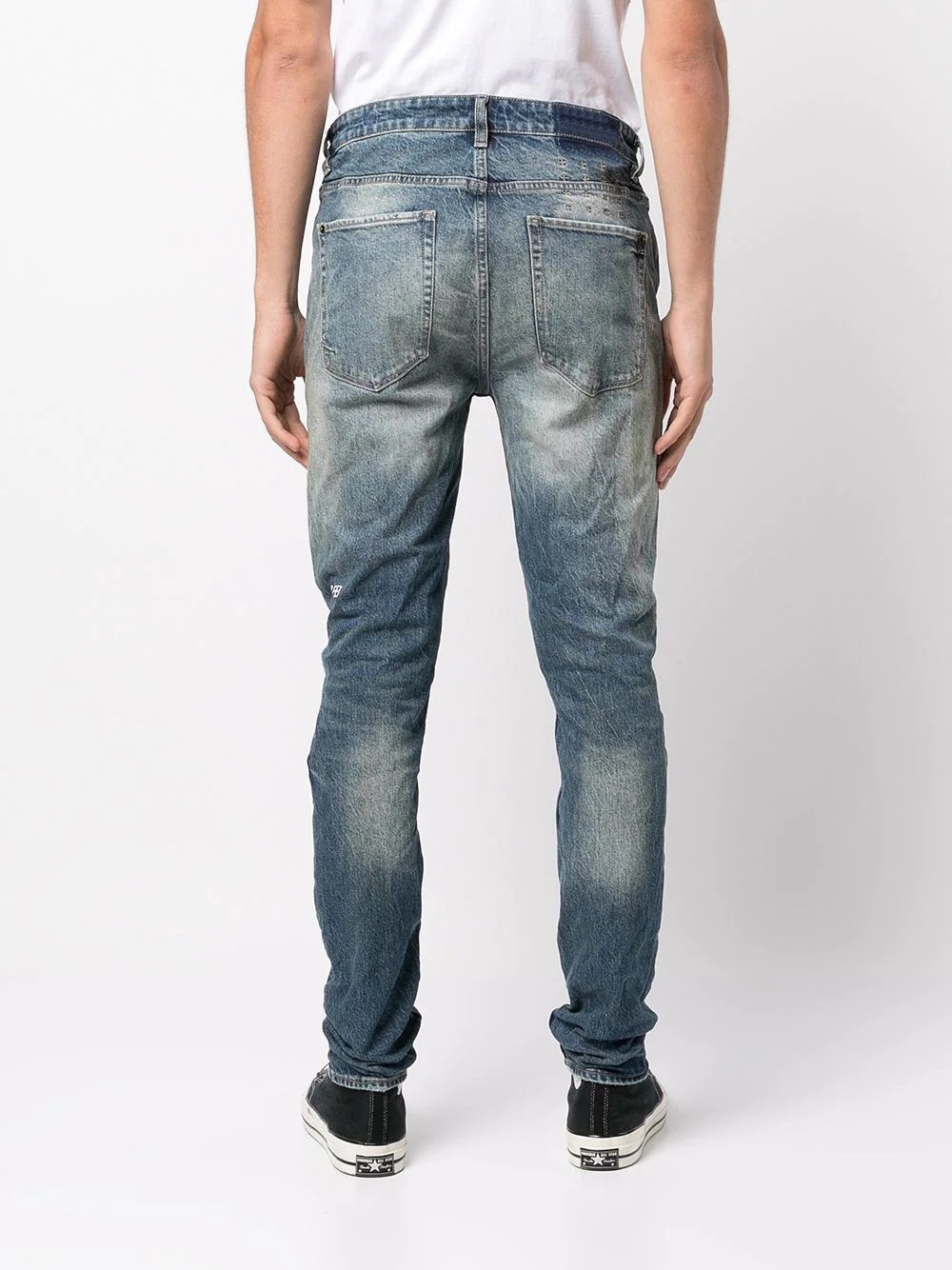 distressed skinny-cut jeans - 4