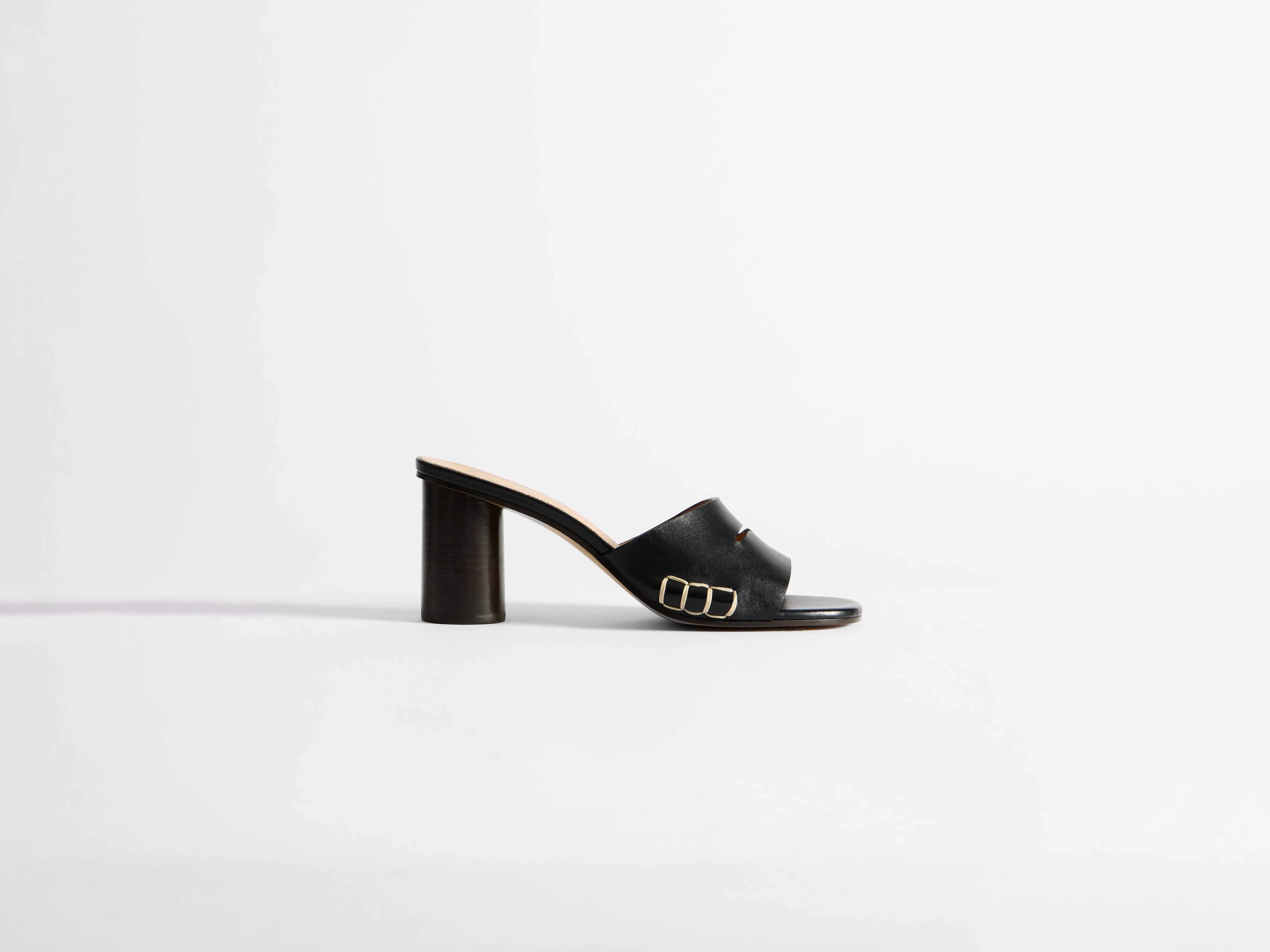 WOMENS LOAFER MULE HEELED SANDAL IN BLACK - 1