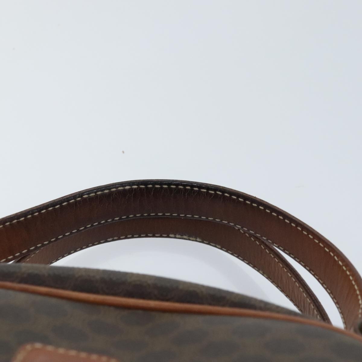 CELINE Macadam Canvas Hand Bag Pvc Leather Brown Gold - 7