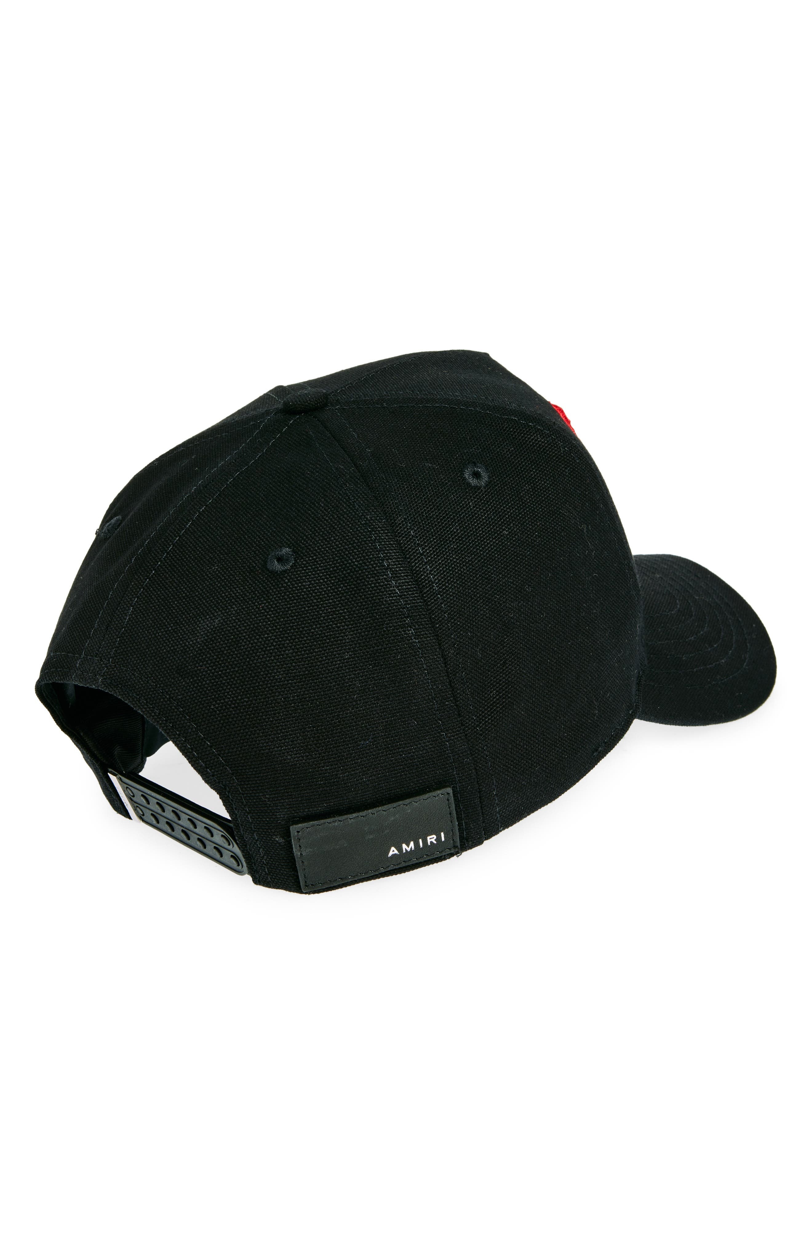 AMIRI Staggered Logo Cotton Canvas Baseball Cap in Black Red at Nordstrom - 2