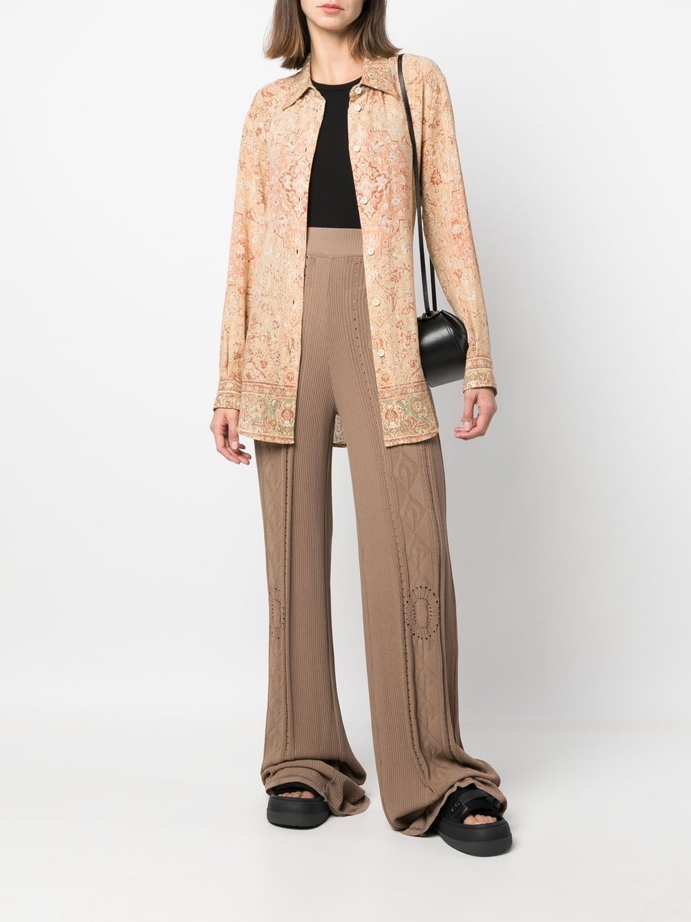 Neutral Pointelle Knit Trousers - 3