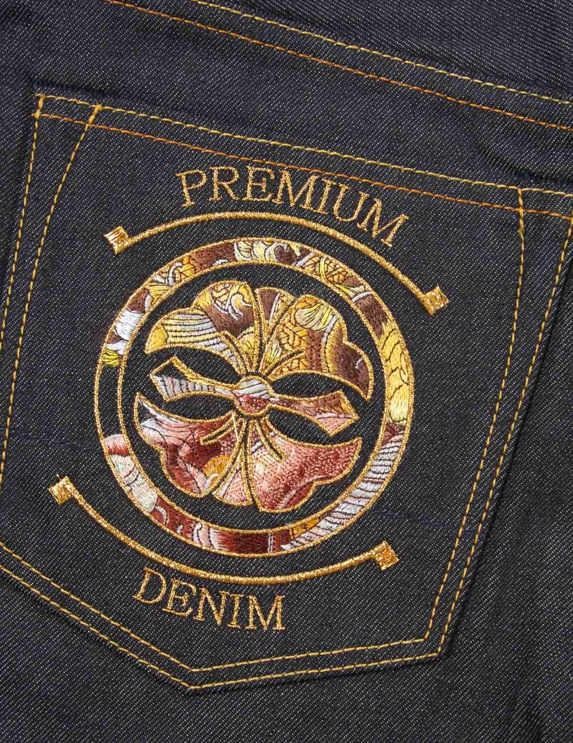 JAPANESE-PATTERN KAMON AND LOGO EMBROIDERY CARROT-FIT JEANS #2017 - 9