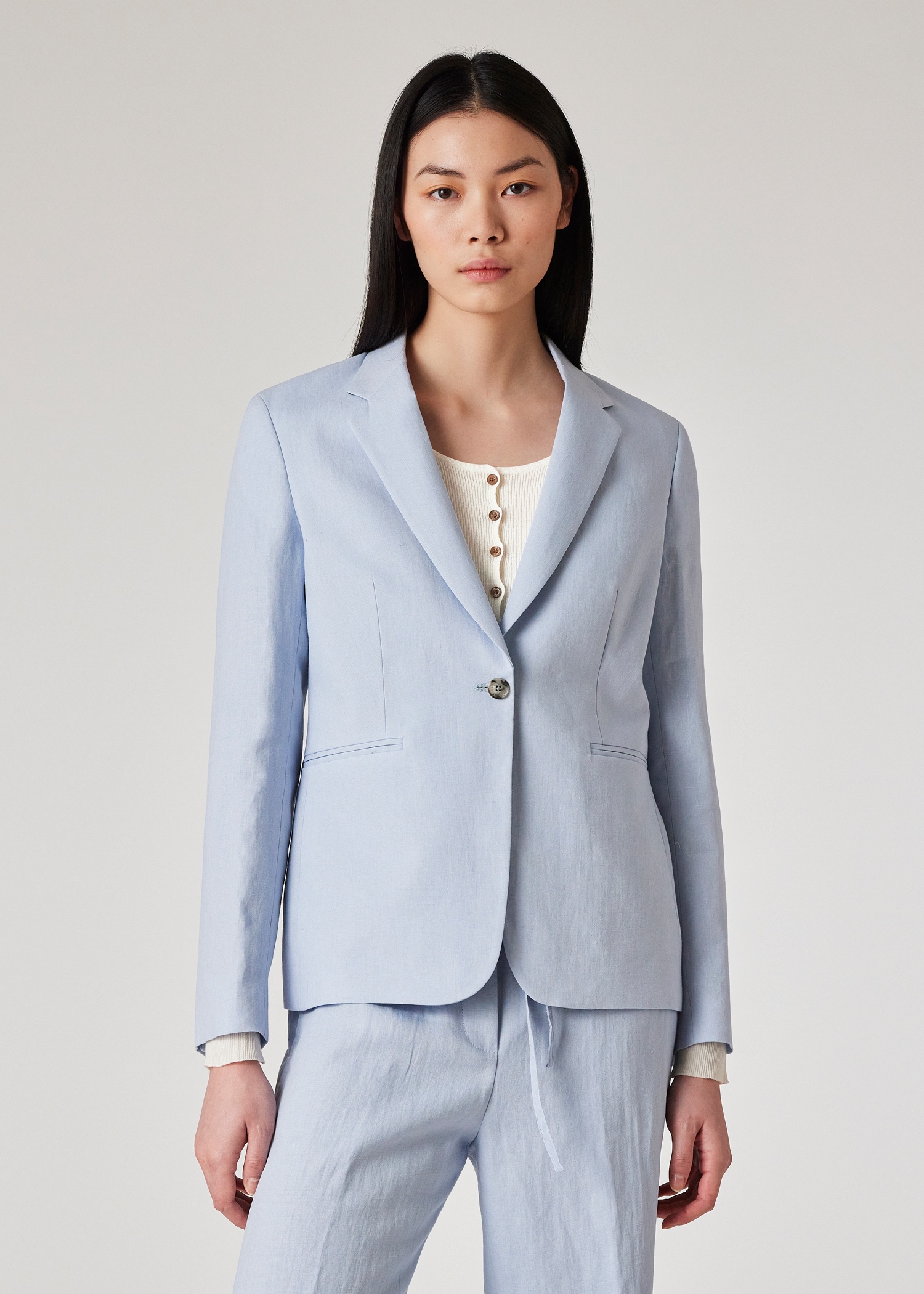 Women's Pale Blue Linen Suit - 7