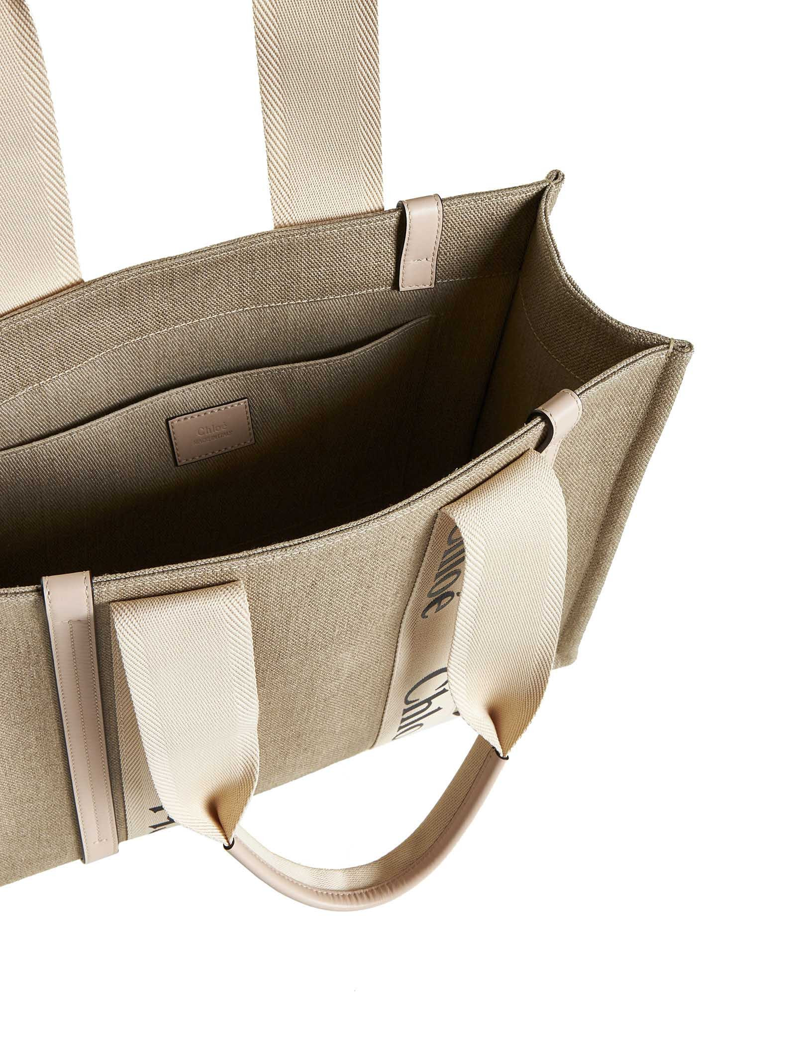 Chloé Women Medium Woody Tote Bag In Linen - 5