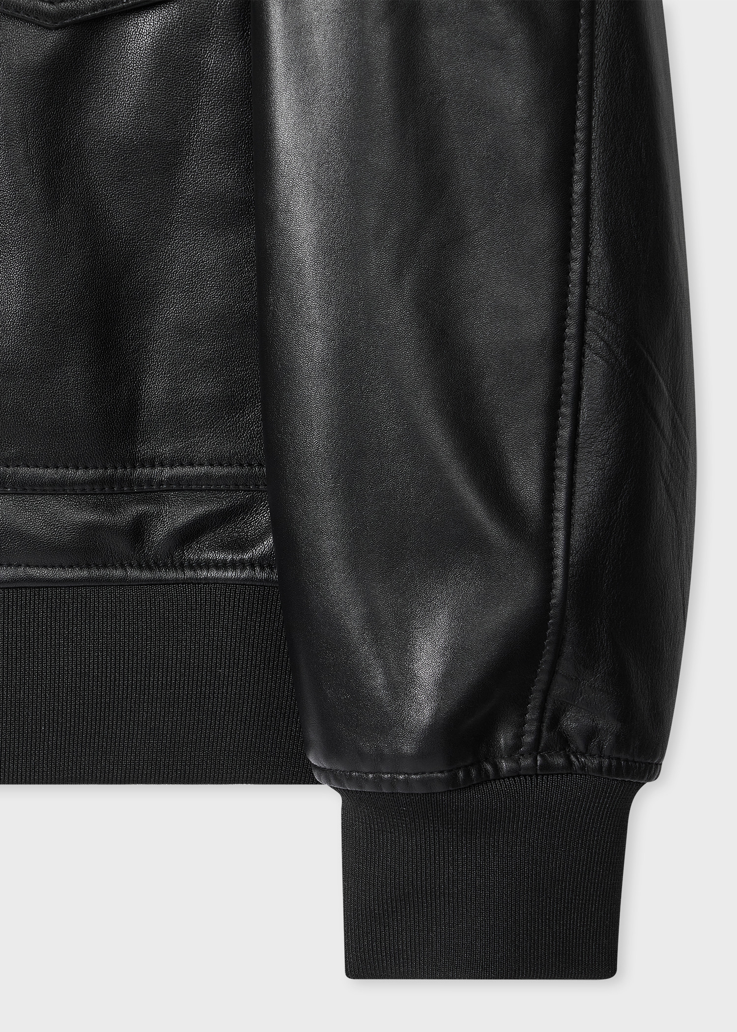 Black Leather Patch-Pocket Jacket - 3