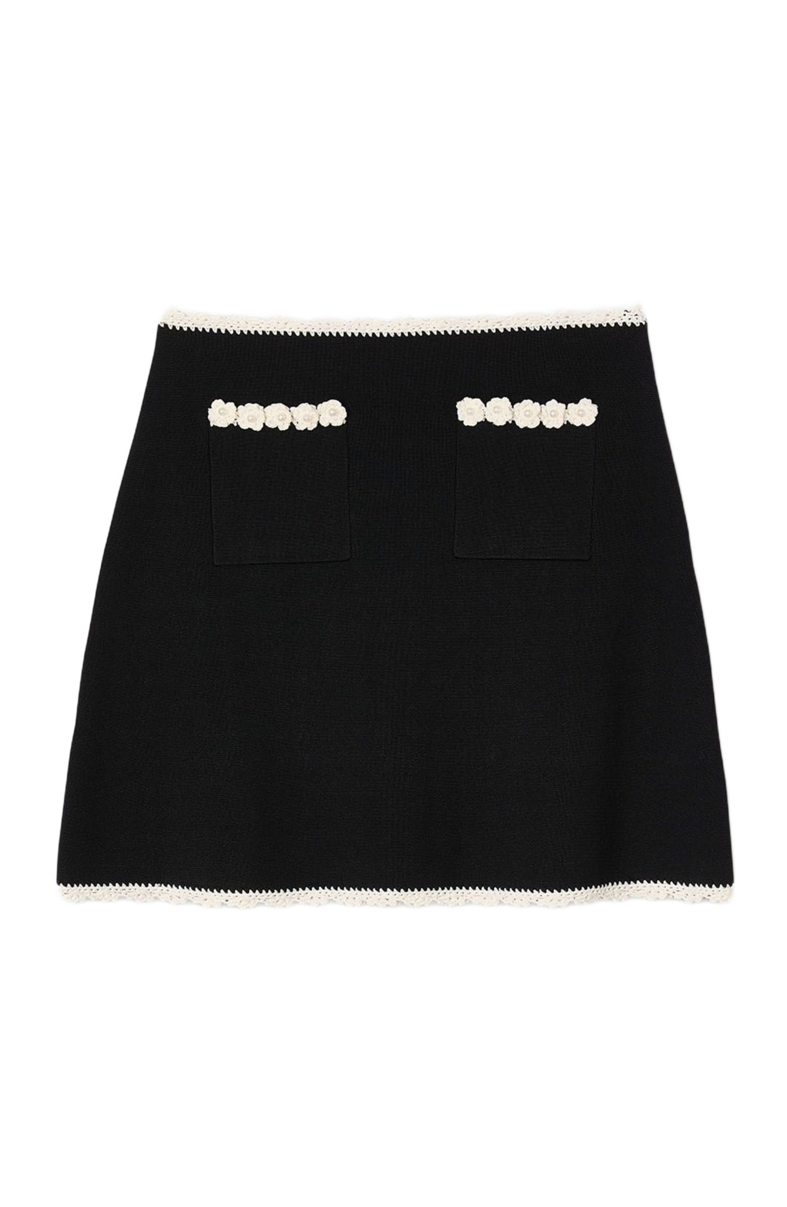 SANDRO Short skirt with crochet details in Black at Nordstrom - 5