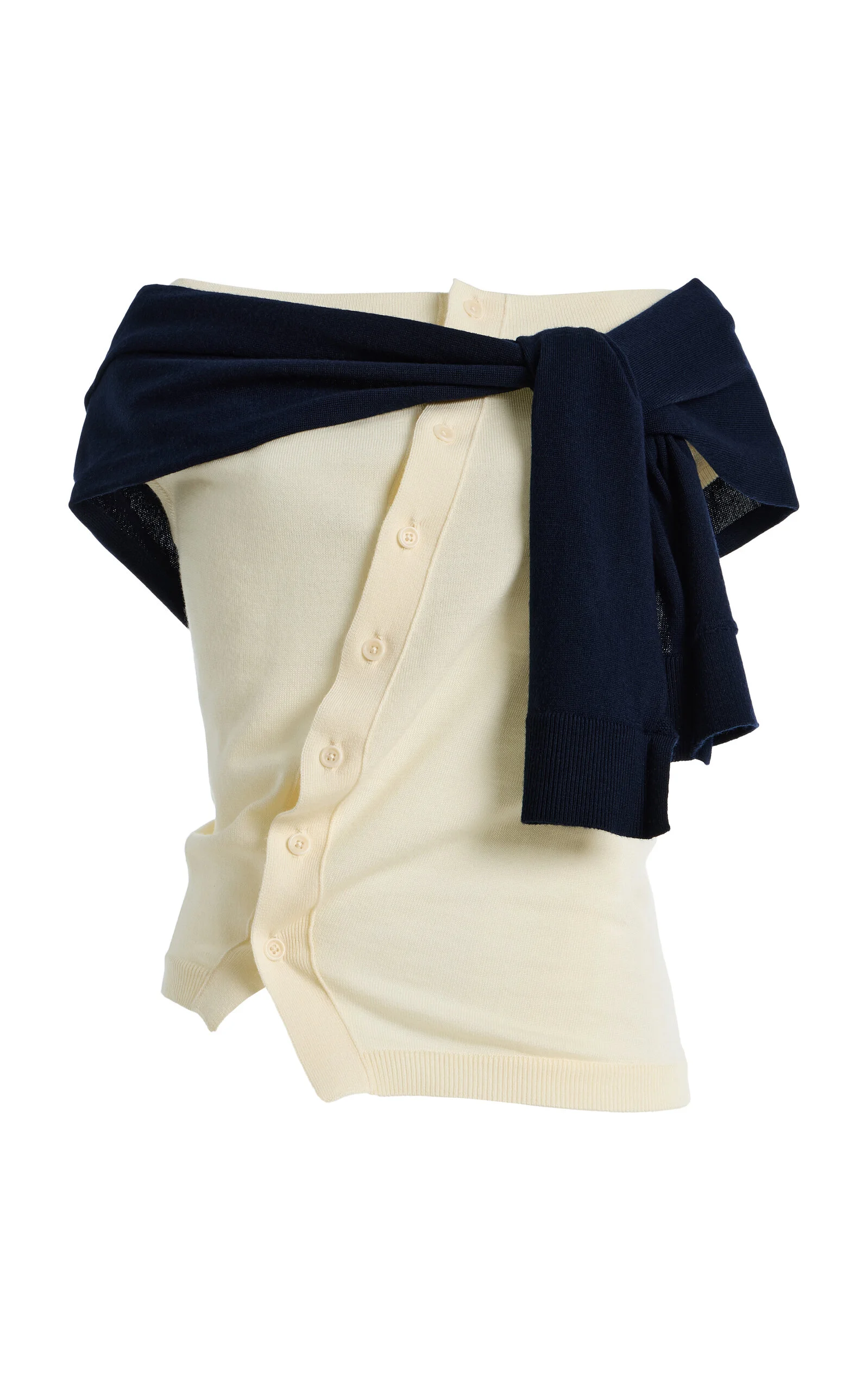 Off-Shoulder Wool Tank Top - 1