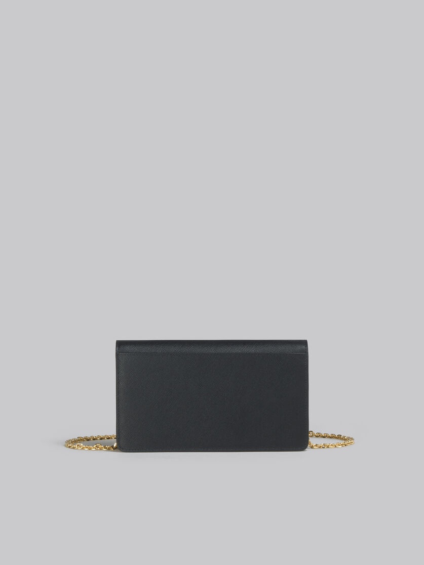 BLACK SAFFIANO LEATHER WALLET WITH CHAIN STRAP - 3