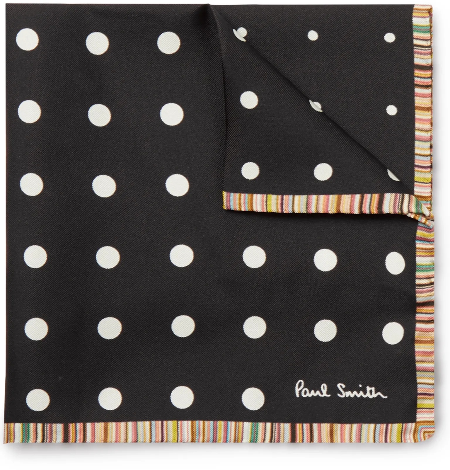 Contrast-Tipped Polka-Dot Silk-Twill Pocket Square - 1