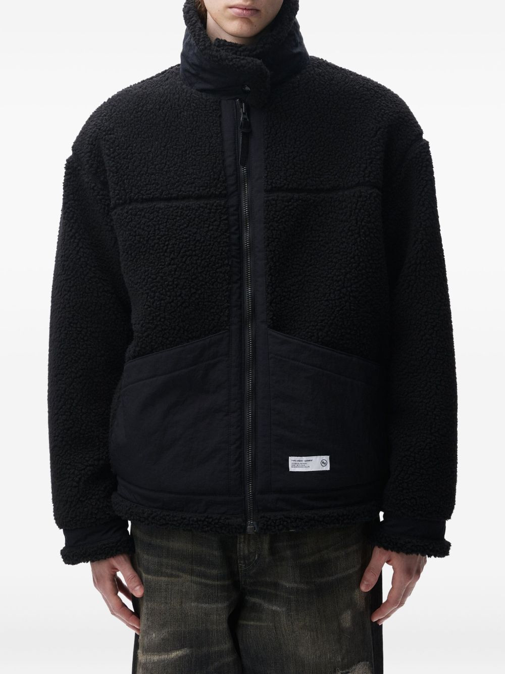 fleece panelled coat - 2