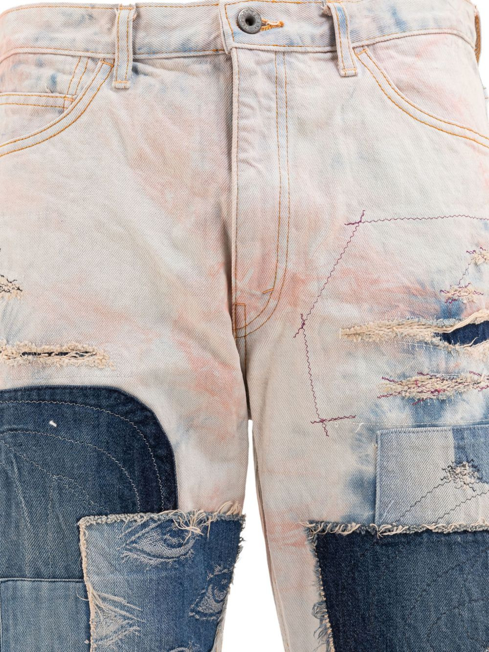 tie-dye embroidered-eye jeans - 5