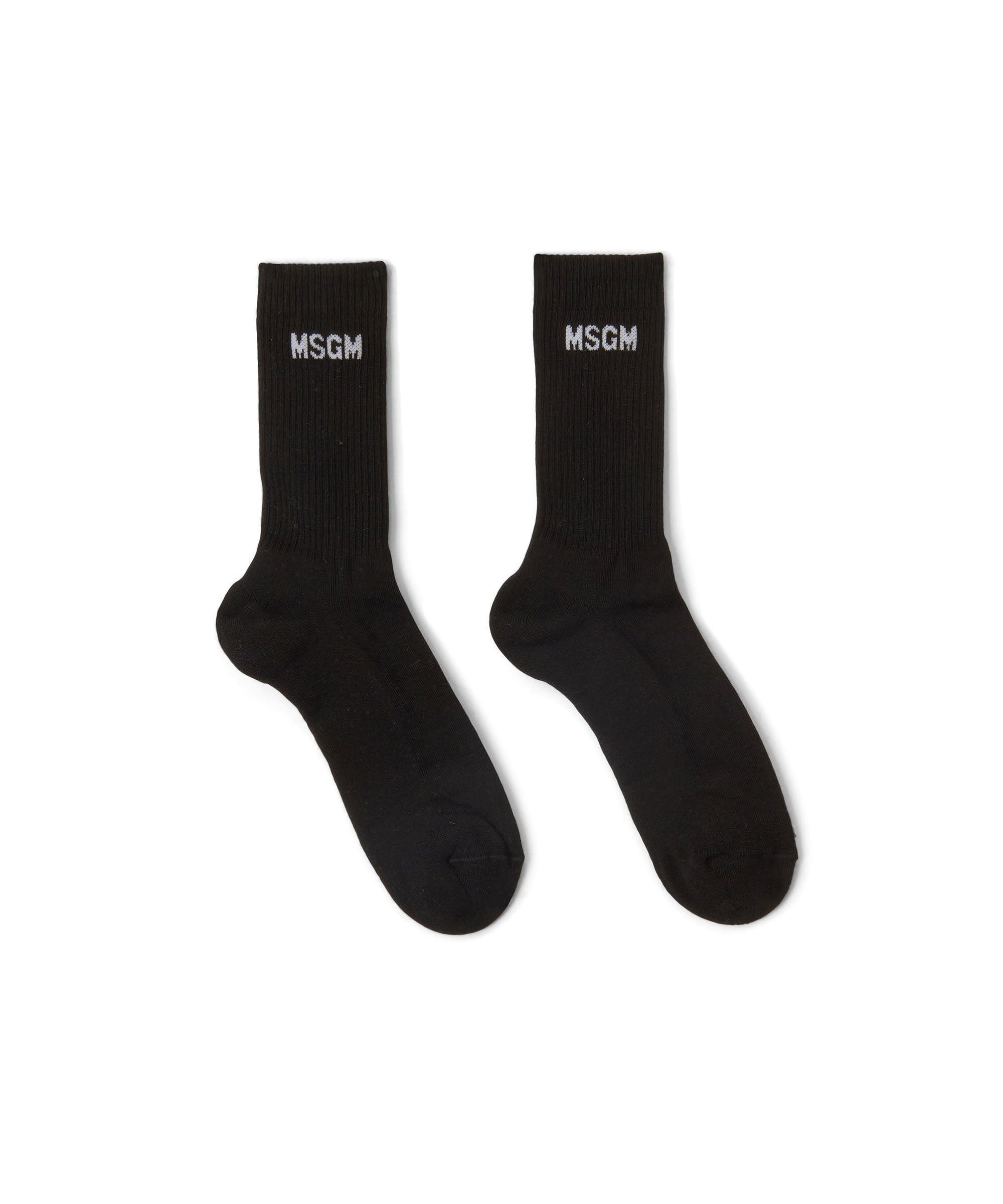 Solid color cotton socks with MSGM logo - 1