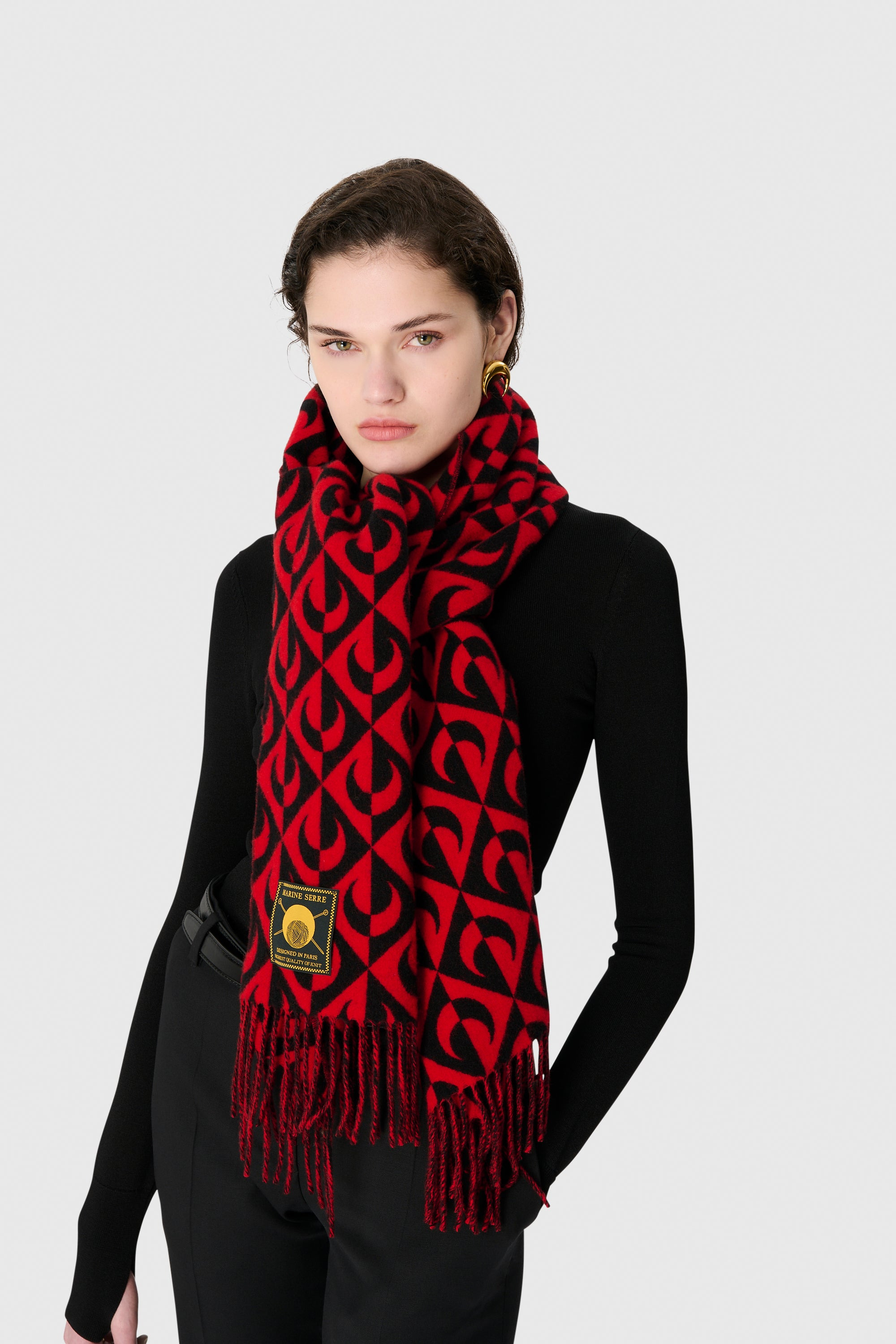 MOON LOZENGE WOOL SCARF - 2