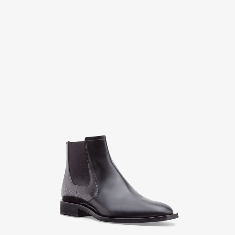 FENDI Black leather ankle boots outlook