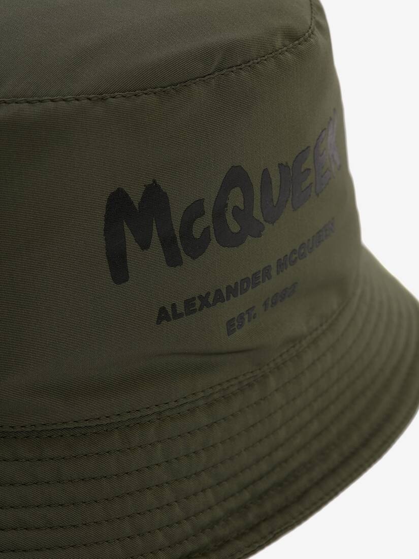 Mcqueen Graffiti Bucket Hat in Khaki - 3