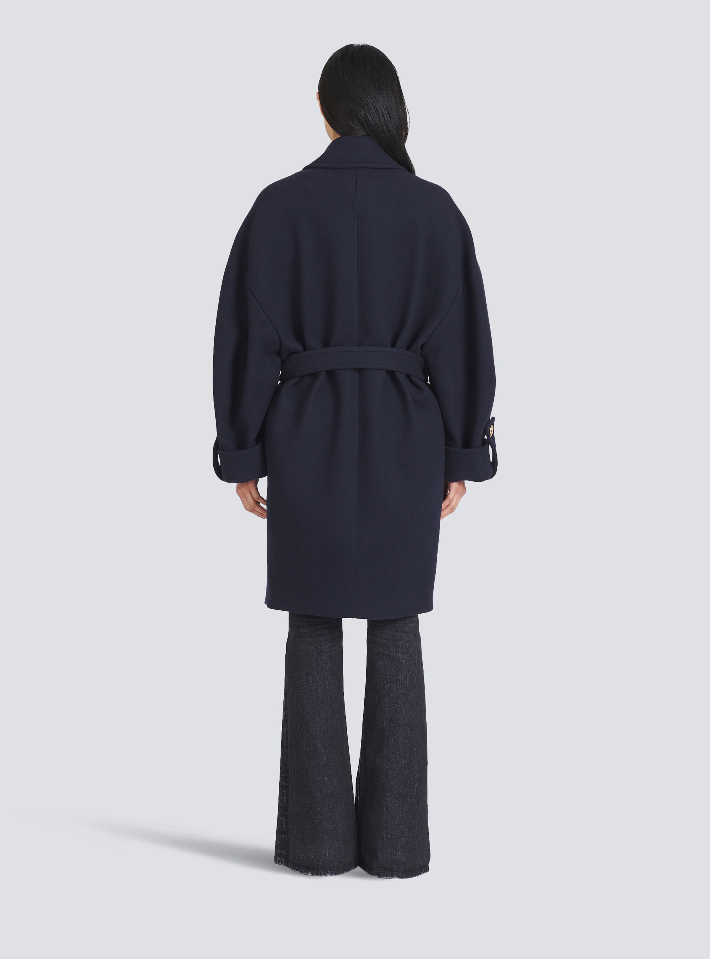 Wool and cashmere pea coat with double-breasted gold-tone buttoned fastening - 4