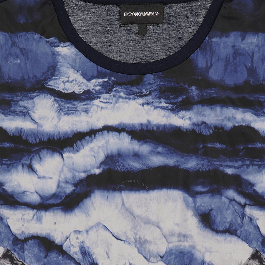 Emporio Armani Men's Abstract Print T-Shirt in Navy Blue - 7