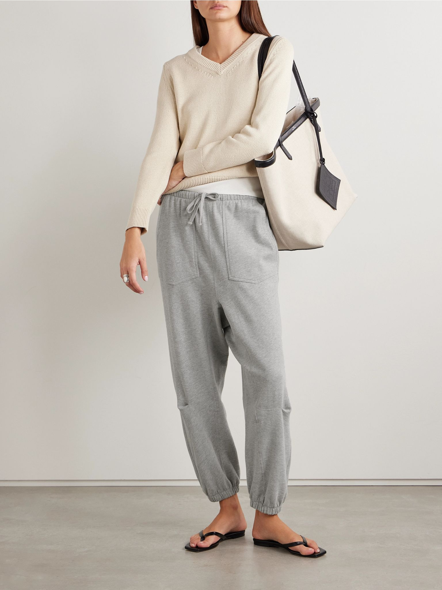 Dulce cotton-blend jersey track pants Gray - 2