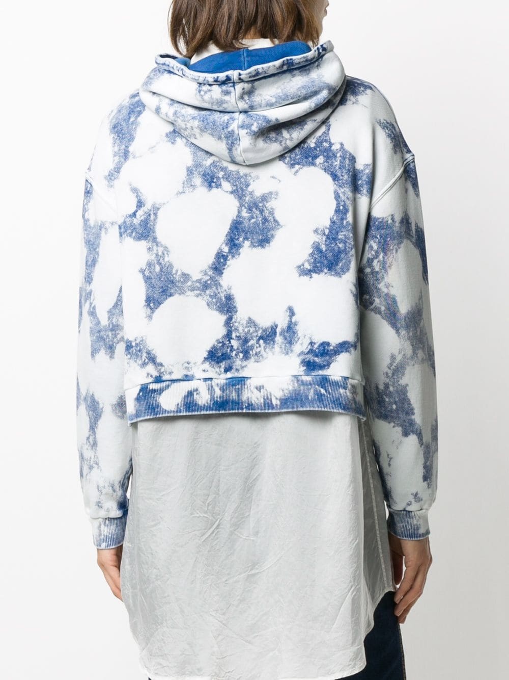 cloud print cropped hoodie - 4