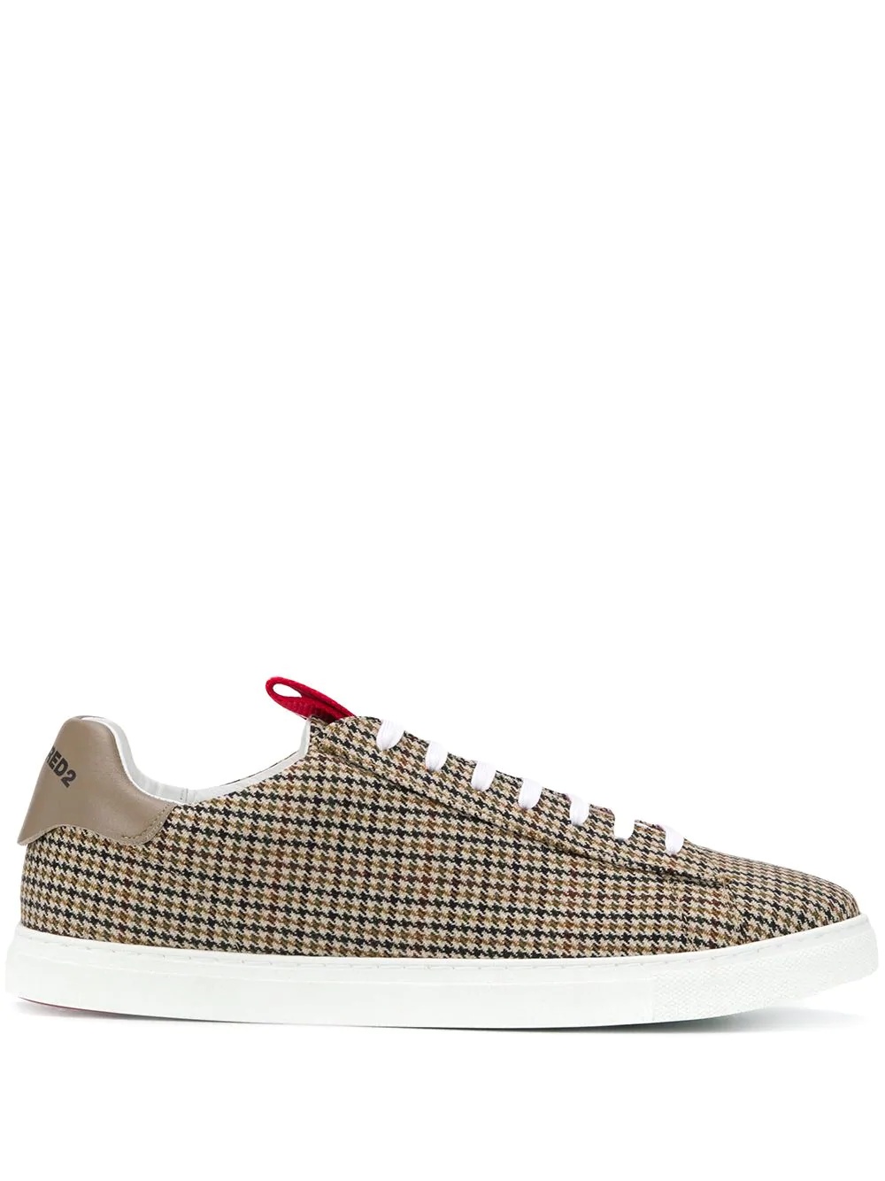 houndstooth patterned logo patch sneakers - 1