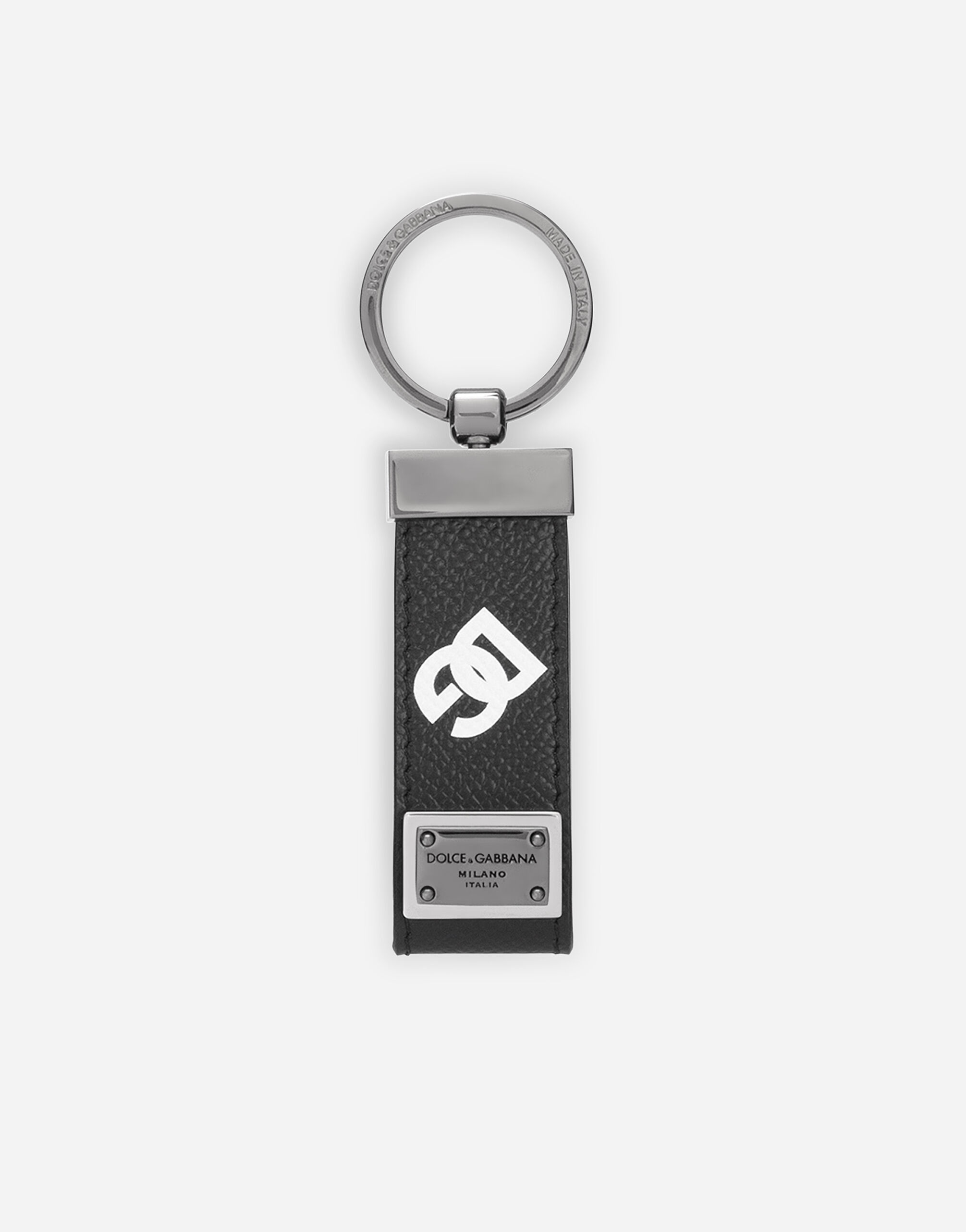 Calfskin key chain with all-over DG print - 1