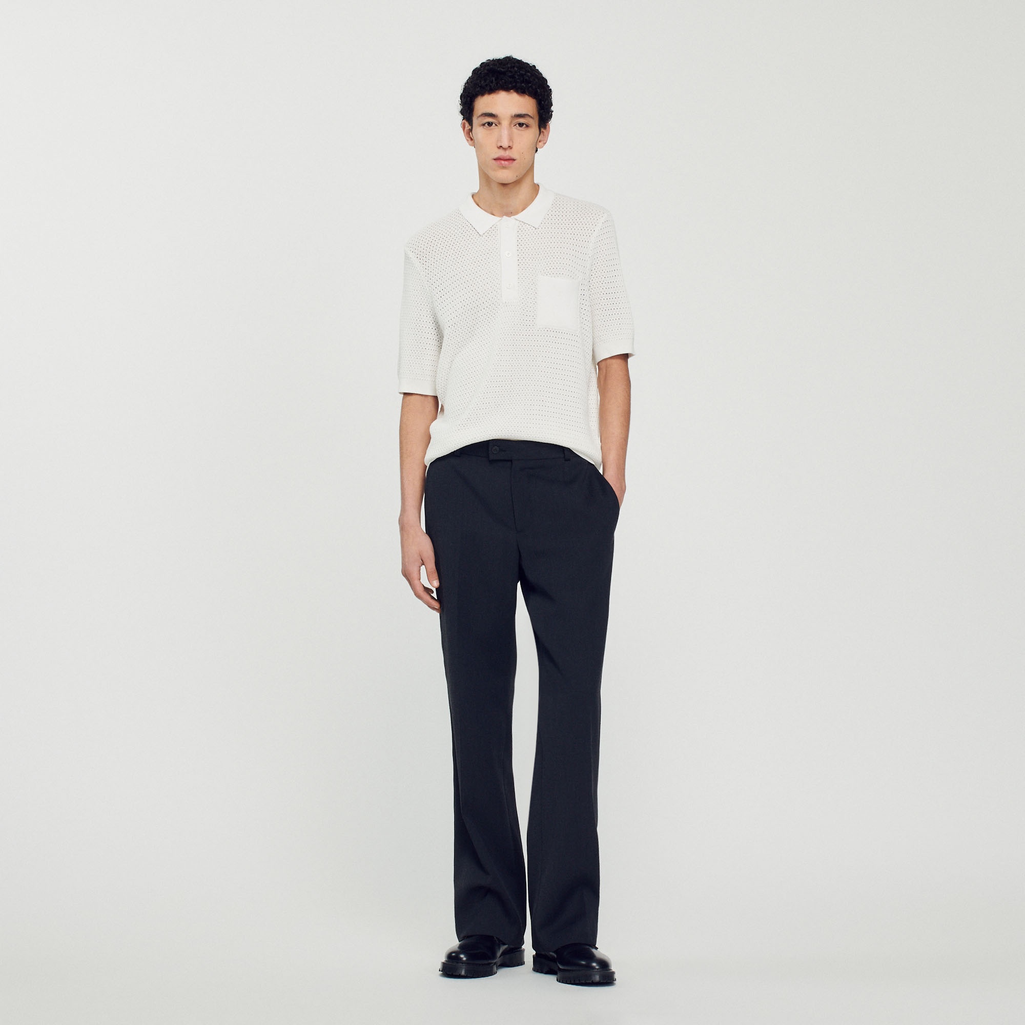 Short-sleeved polo sweater - 2