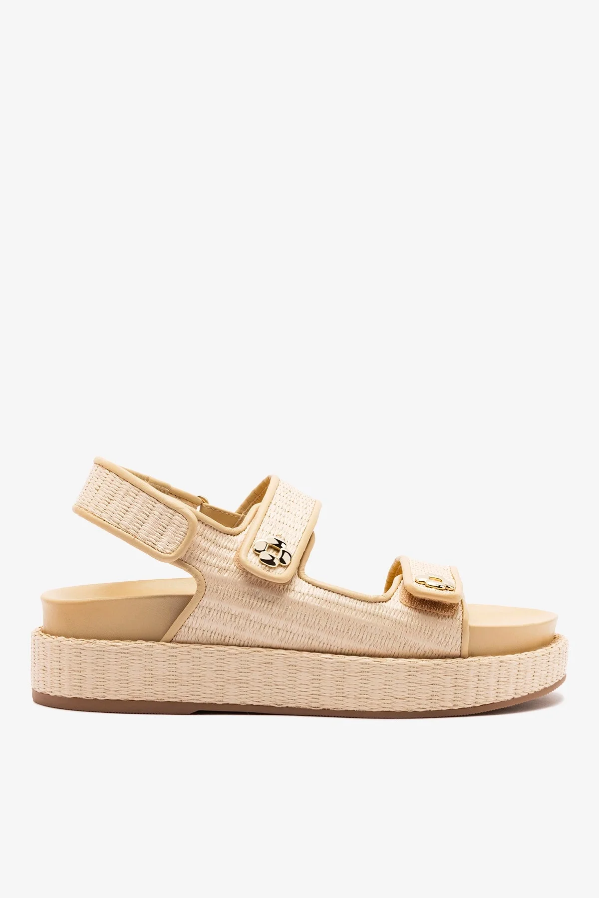 Jetty Sandal In Natural Beach Raffia and Beige Leather - 1