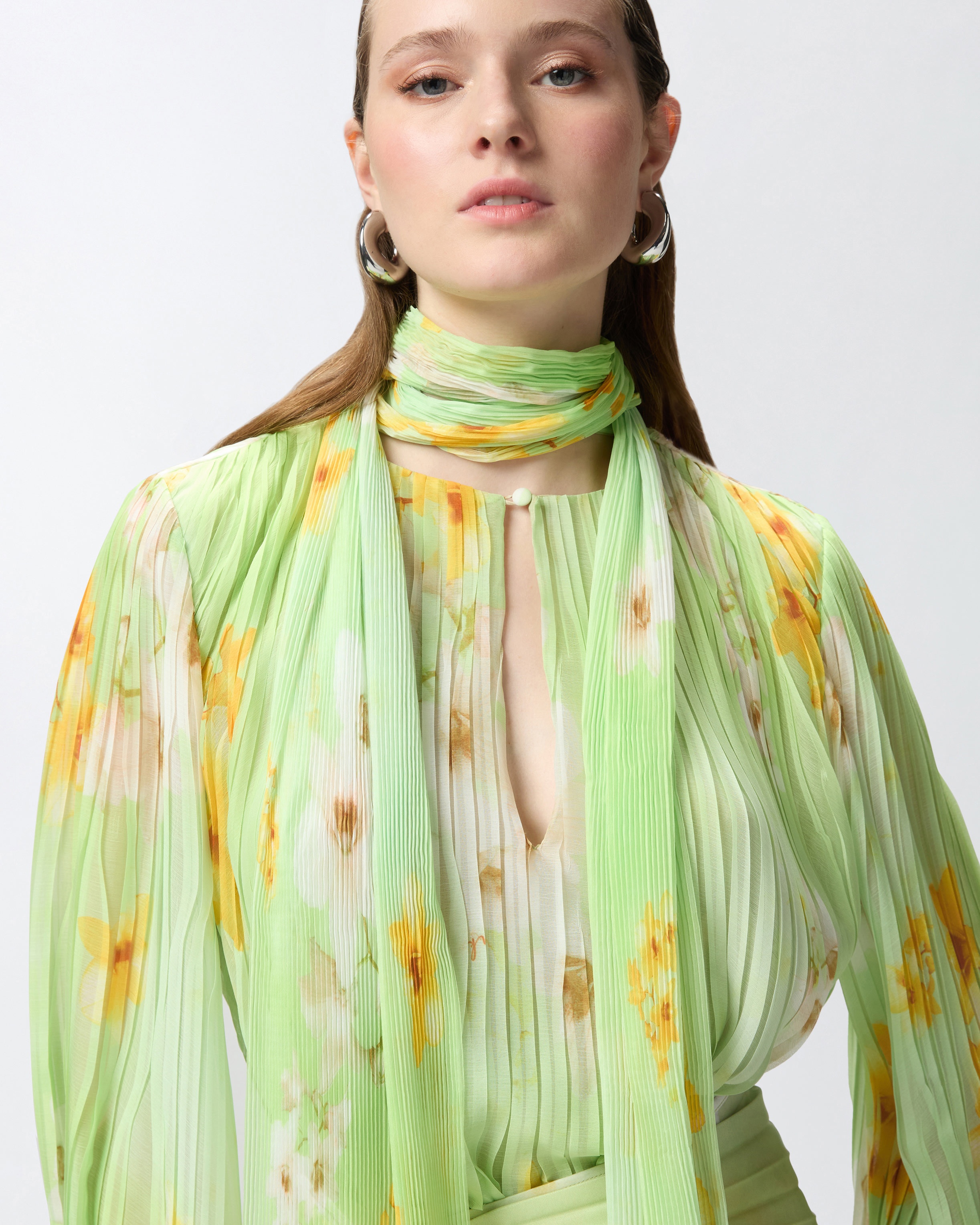 LIGHT BLOUSE IN PLEATED FLORAL CREPON - 5