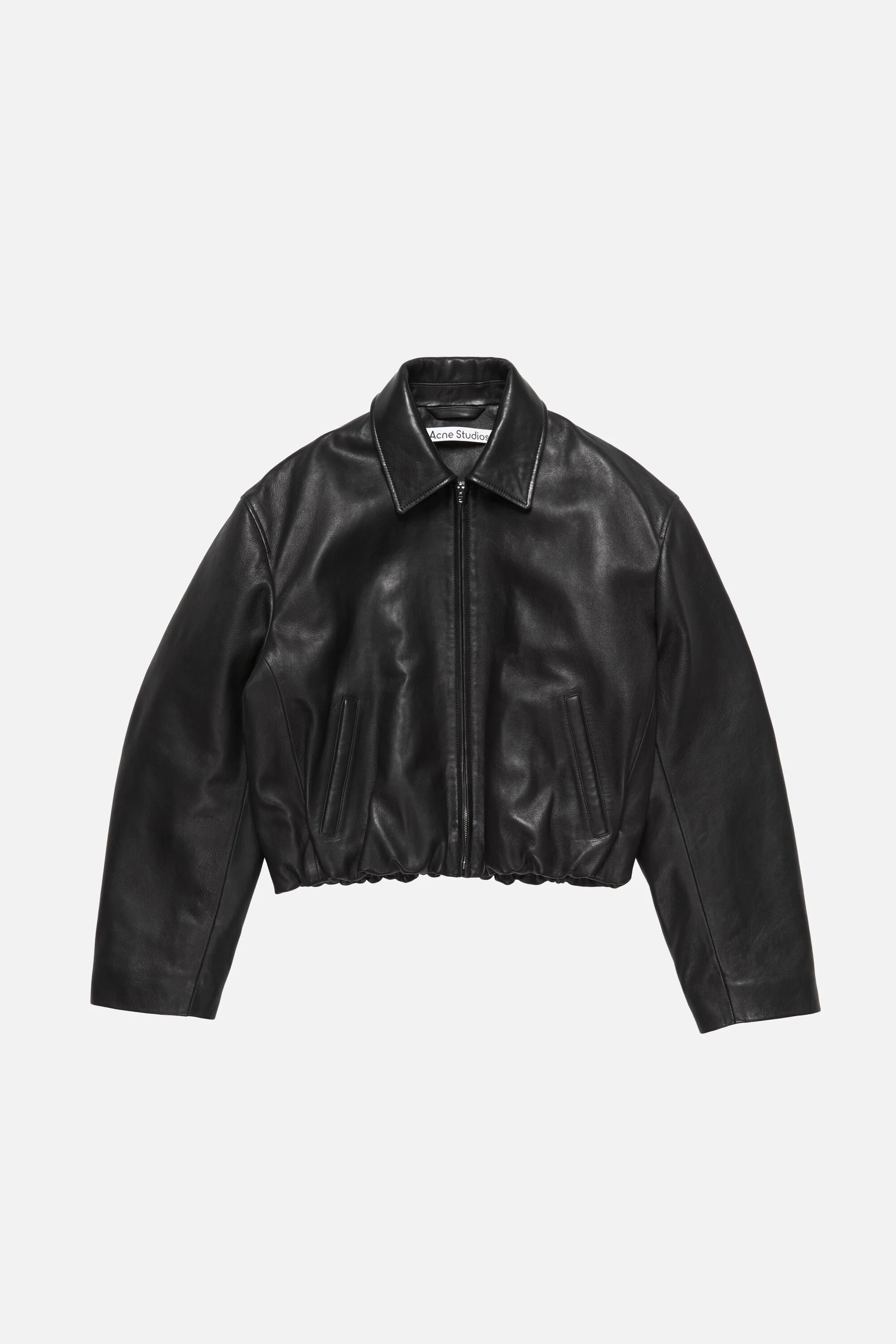 Leather bomber jacket - Black - 1
