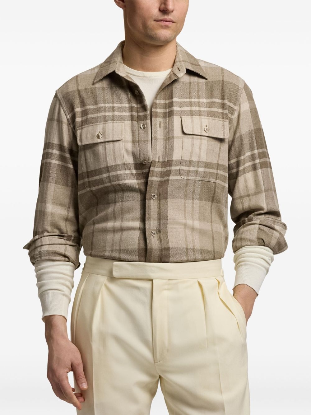 check-patterned long-sleeve shirt - 3
