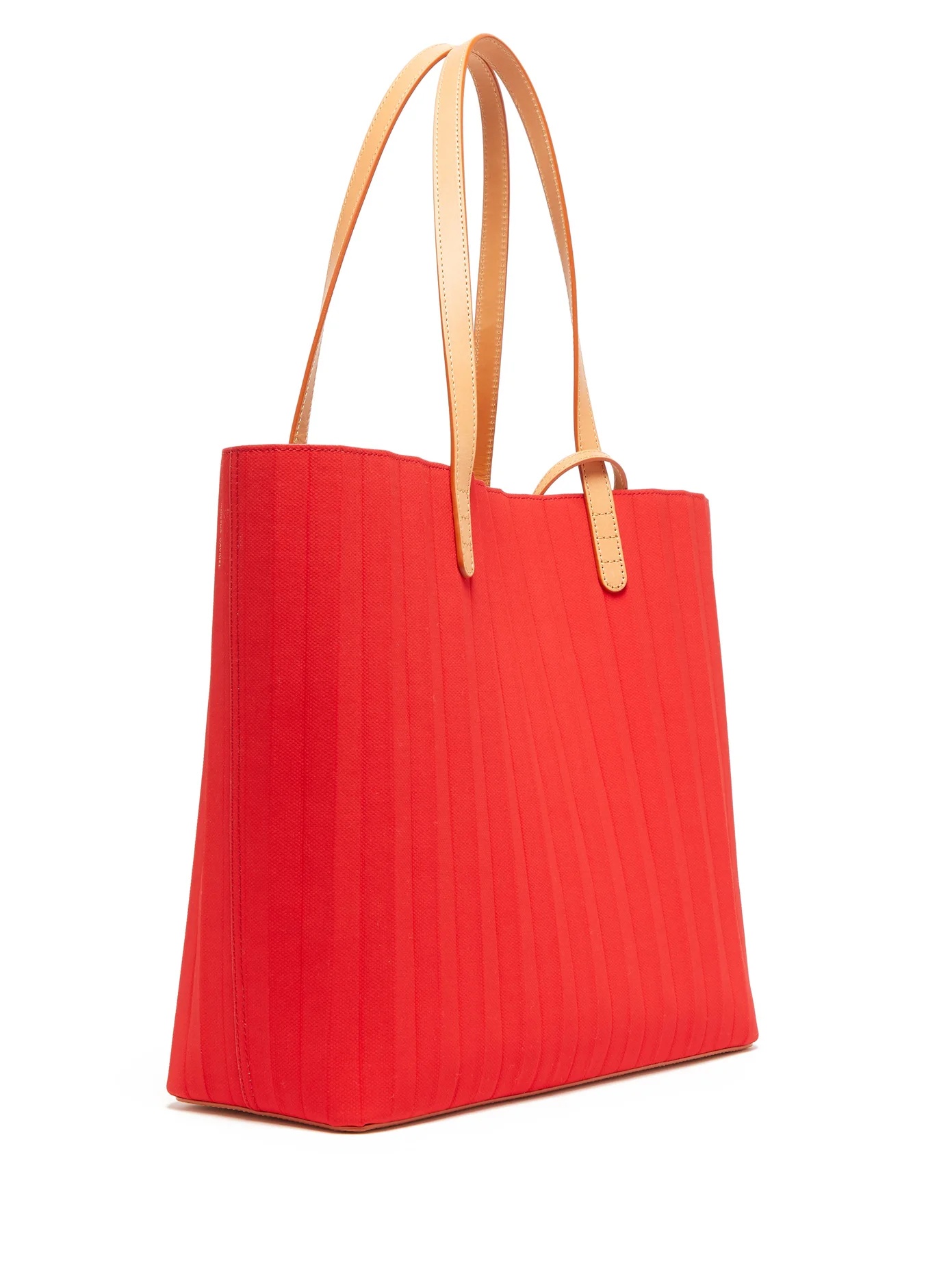 Pleated waxed canvas tote bag - 4