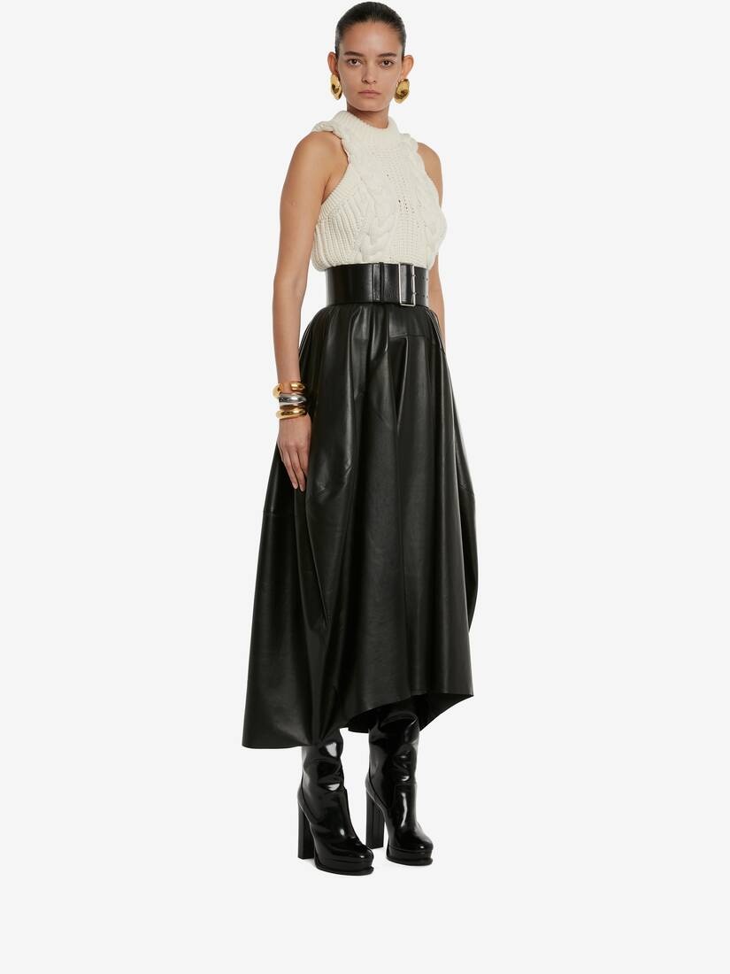 Women's Wool Cable Sleeveless Jumper in Ivory - 3