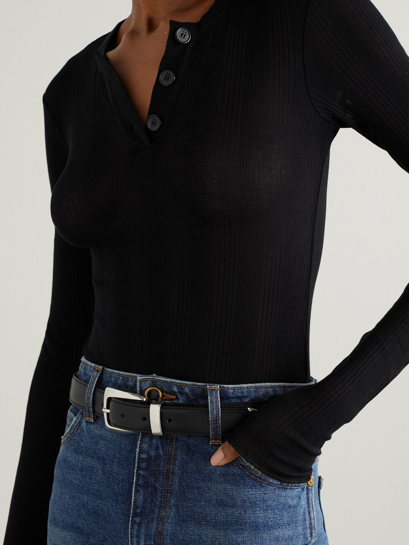 KHAITE Benny leather belt Black outlook