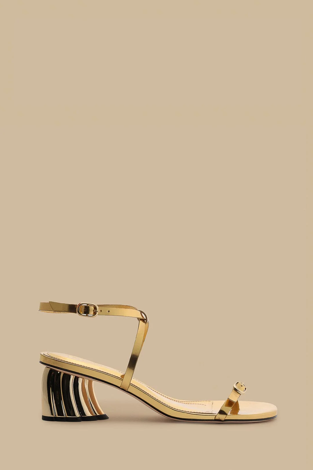 Gold Monstera Heeled Scallop Sandal - 1