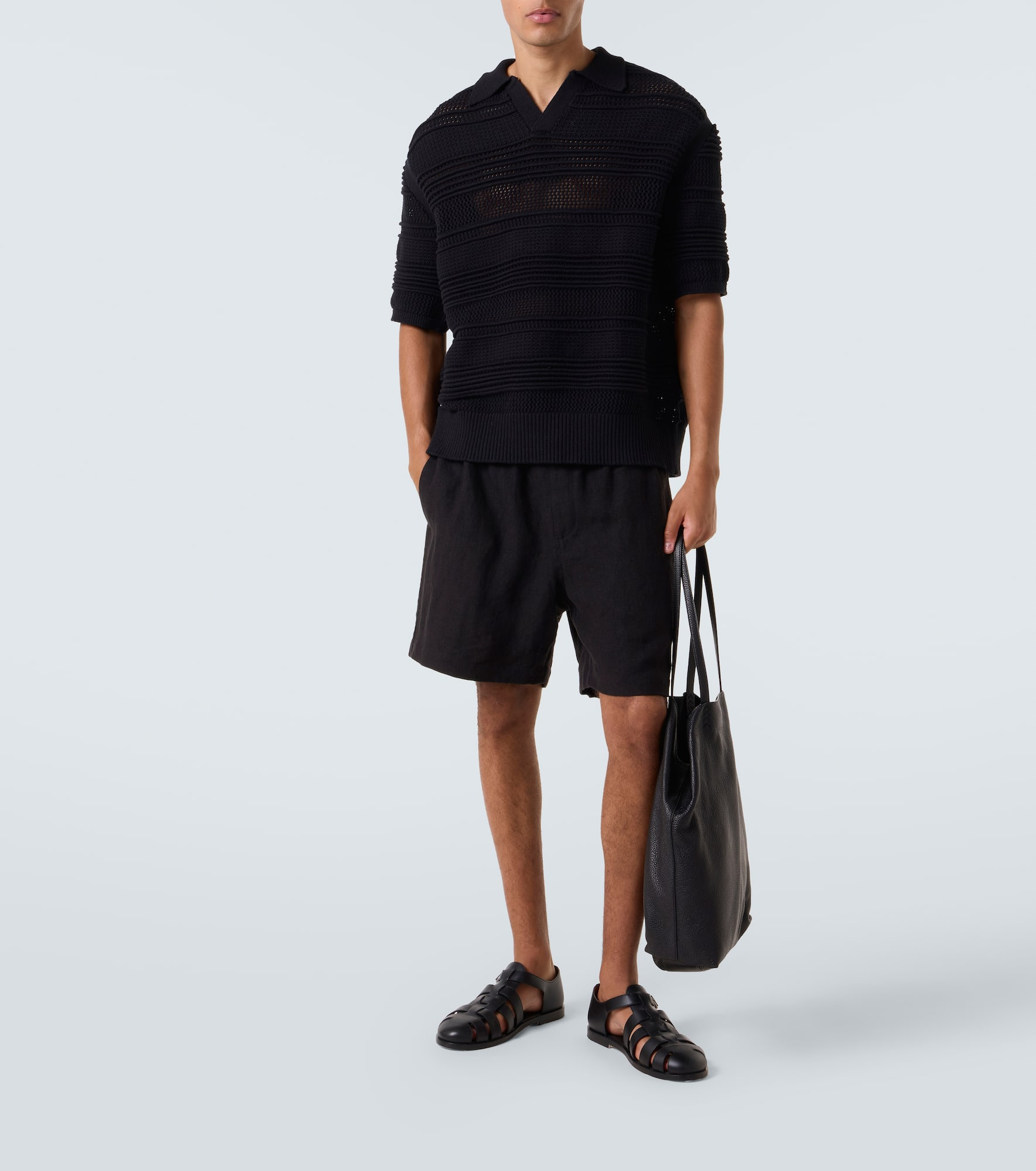 Crochet cotton-blend polo shirt - 2