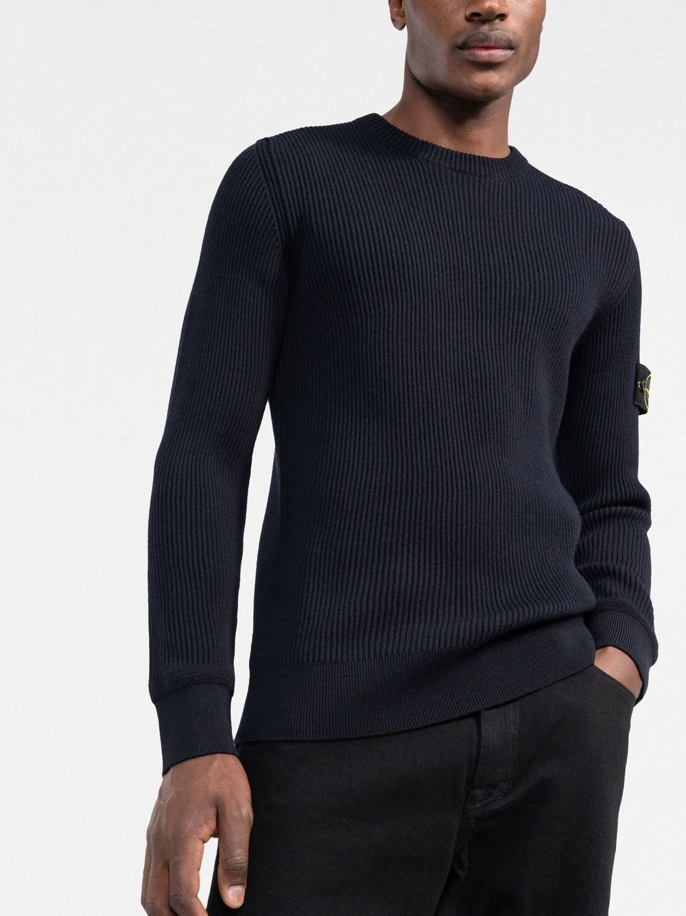 fine ribbed round neck jumper - 3