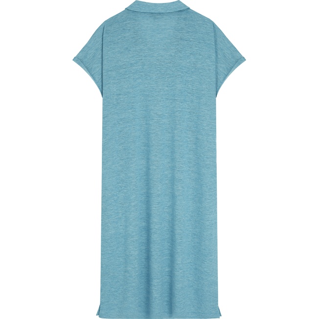 Women Linen Long Polo Dress Solid - 2