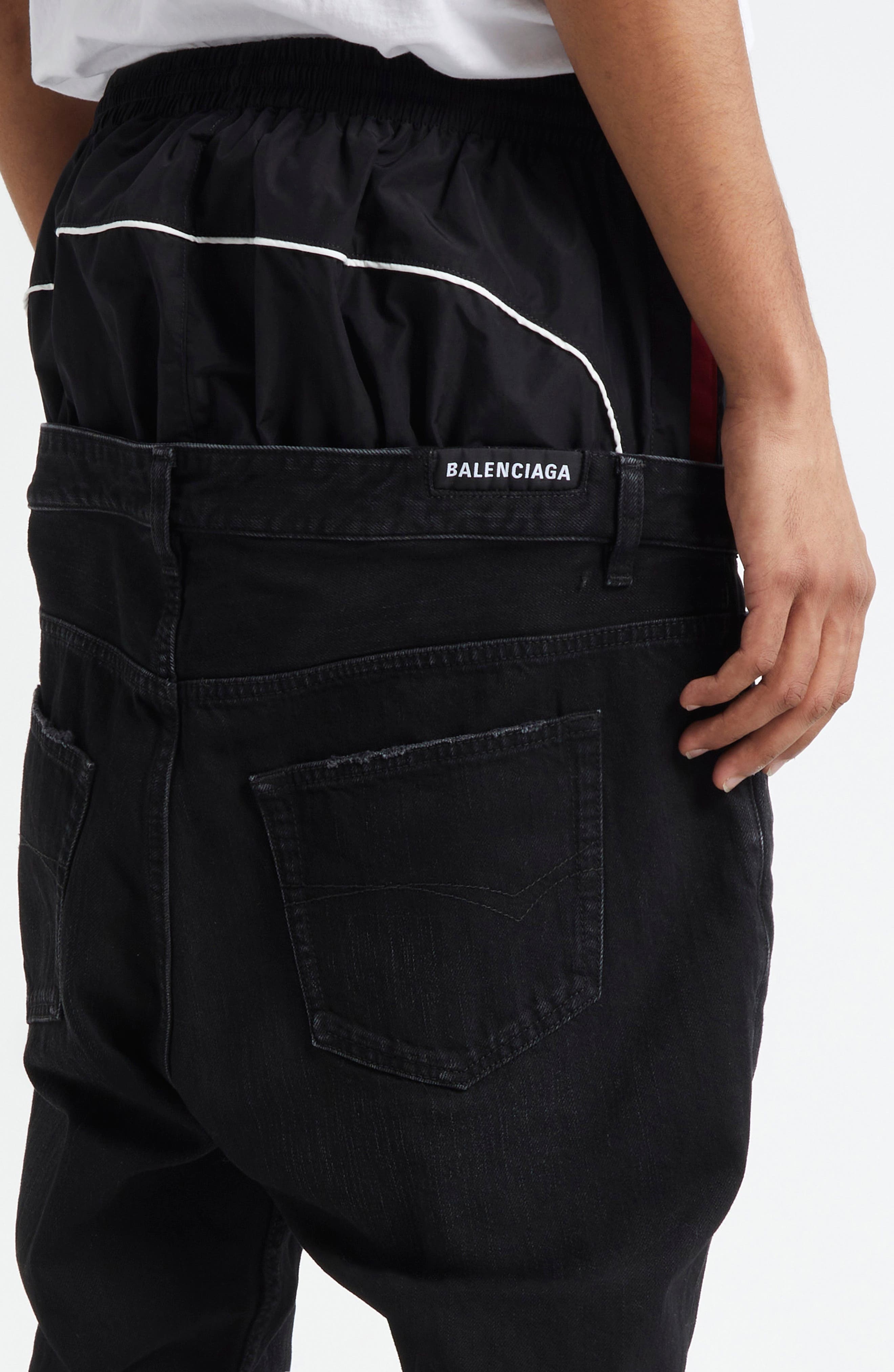 Balenciaga Layered Flare Leg Jeans in 6412 Midnight at Nordstrom - 5